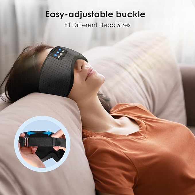 MUSICOZY Sleep Headphones Bluetooth 5.4 Breathable Sleeping Headphones Sleep Mask, Wireless Eye Mask Sleep Earbuds for Side Sleepers Men Women Office Travel Cool Tech Gadgets Gift