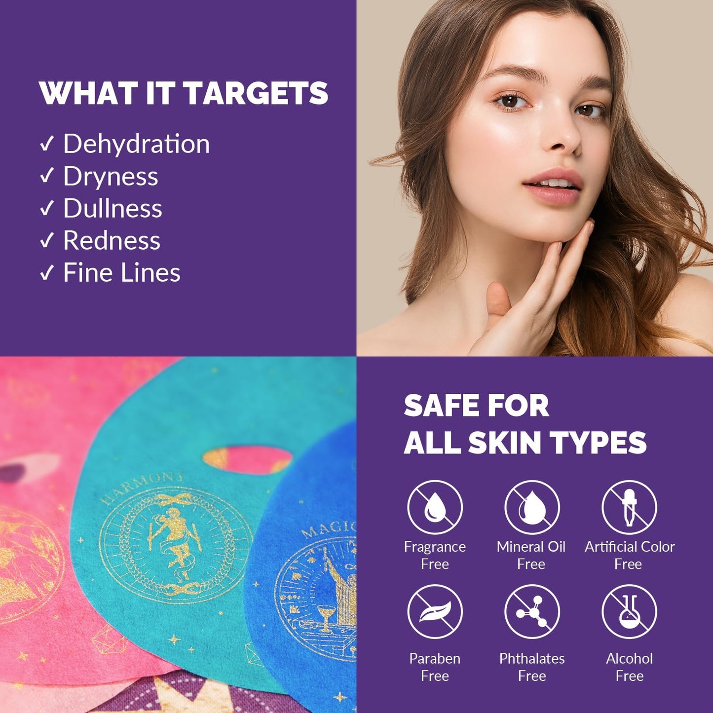 ZealSea Collagen Face Mask Skincare for Anti Aging, Hydrating Face Masks, Oat Peptide Face Mask for Wrinkles & Fine Lines, Beauty Sheet Mask, Self Care Gift for at Home Spa Party pack of 2