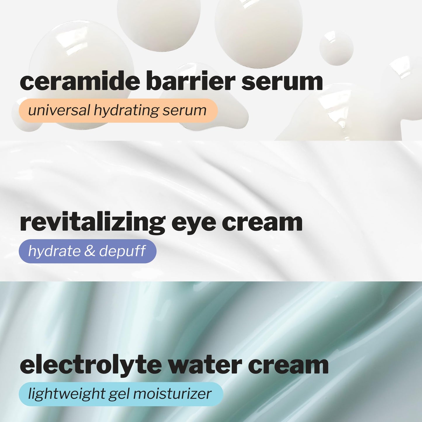 Cocokind Hydration Heros Set | Milky Ceramide Hydrating Serum, Eye Cream with Cooling Metal Applicator Tip, Lightweight Electrolyte Moisturizer | Hydrate, De-Puff, Calm, Balance | 3 Count