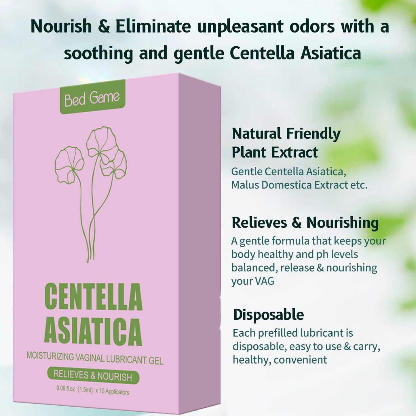 BED GAME Vaginal Moisturizer - Intimate Moisturizing Feminine Lube Injector for Women's Dryness- Disposable Prefilled Massage Gel (10 Pcs)