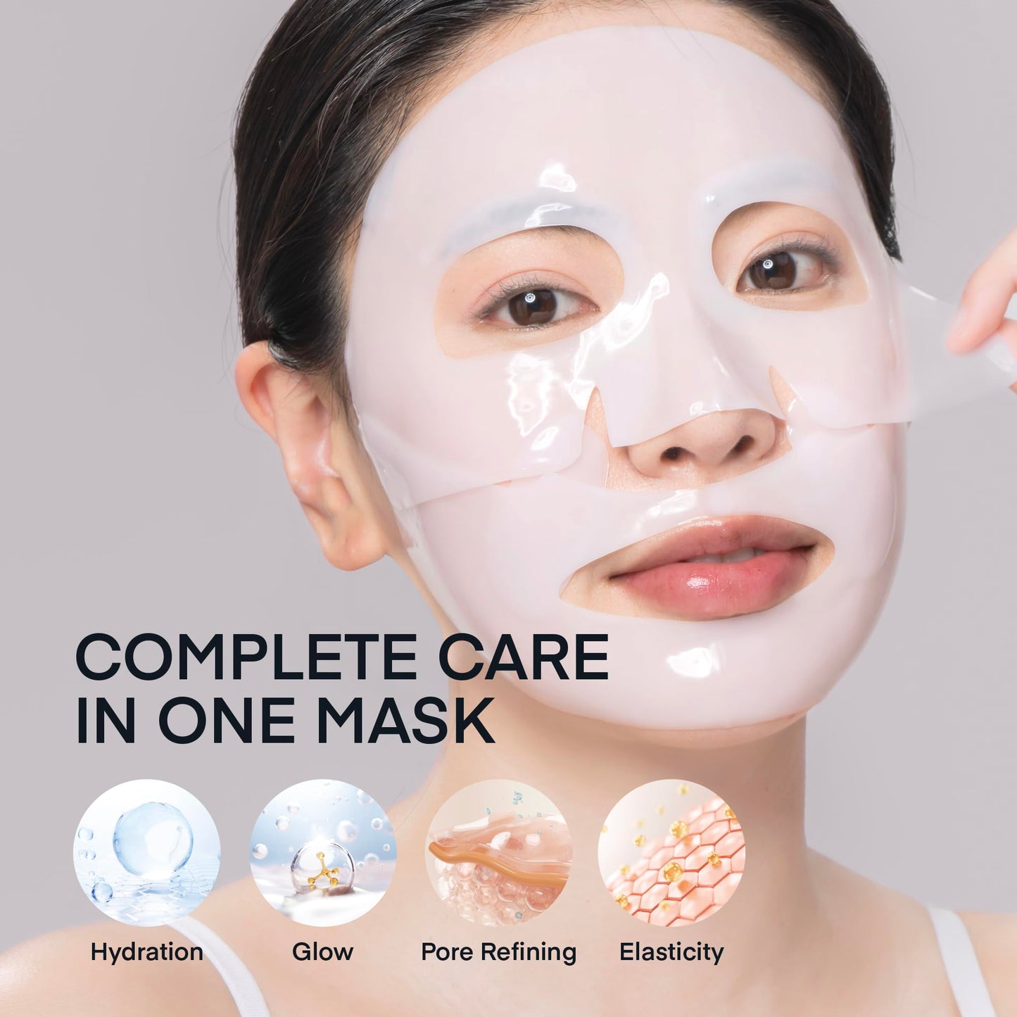 TEREZ & HONOR Collagen Face Mask: Korean Real Deep Bio Hydrogel Overnight Masks for Deep Hydration, Glowing, Pore Minimizing, Elasticity, 4 x 33g Fragrance-Free, 100 Da Ultra-Low Molecular Collagen