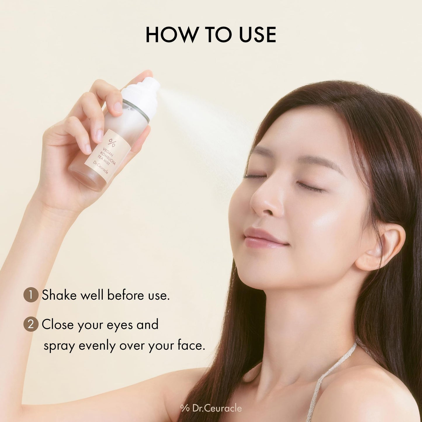 Dr.Ceuracle Vegan Kombucha Tea Mist - Hydrating Face Mist, Portable Milky Spray Serum, Korean Skincare (80 ml / 2.70 fl. oz.)