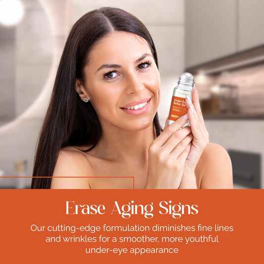 Bella Beauty Eye Roller Serum with Vitamin C & Niacinamide - Reduces Puffiness, Fine Lines & Dark Circles - Anti-Aging, Dermatologist Tested, Korean Skin Care for All Skin Types - 1.69 Fl. Oz