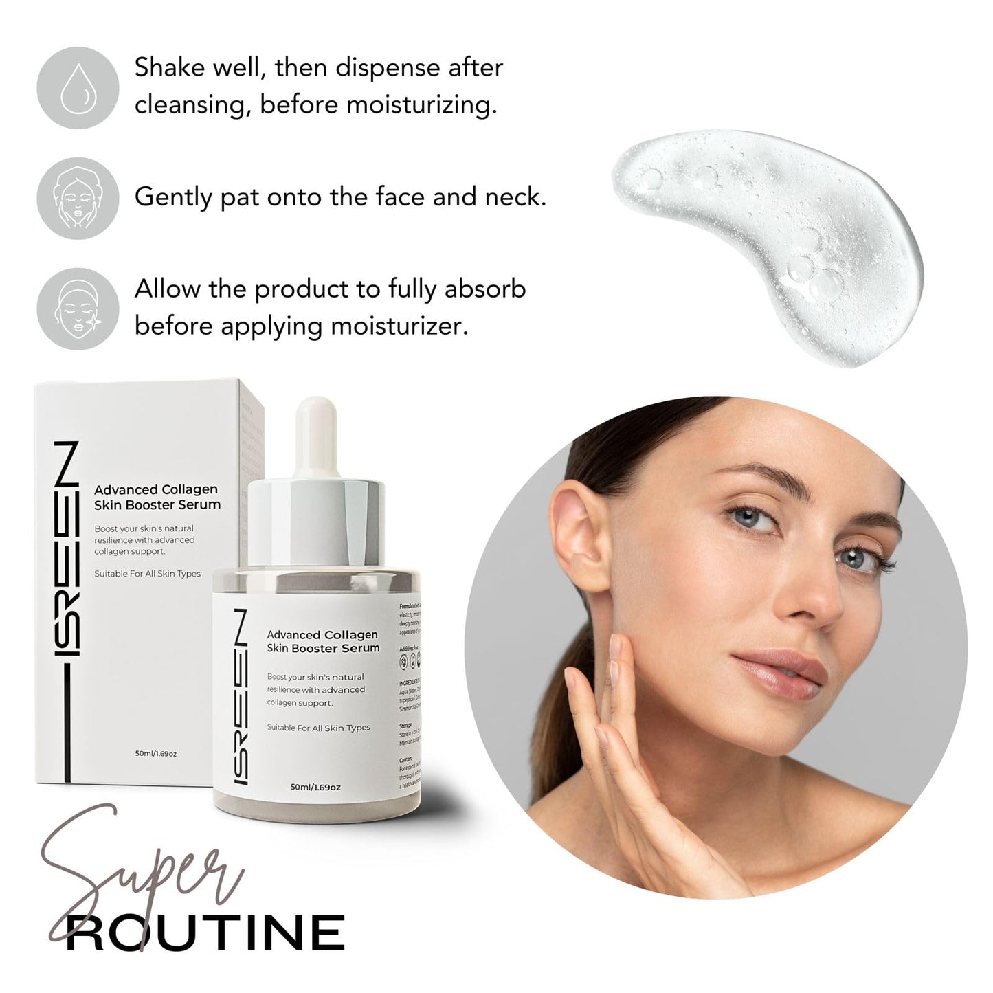 Advanced Collagen Serum Korean for Skin Booster | Dermatologist Tested with Hyaluronic Acid, Niacinamide & Ginseng |Korean Serum for Face Anti Aging Elasticity & Radiance for All Skin | 50ml