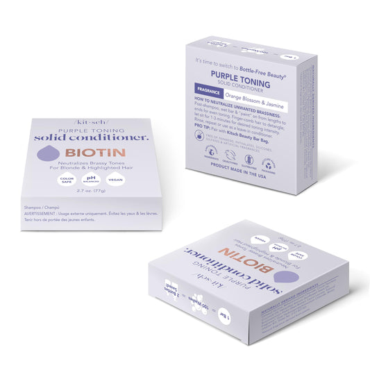 Kitsch Toning Purple Conditioner For Blondes & Color Treated Hair - Conditioner Bar For Women & Men - With Biotin for Strengthening & Neutralizing Brassy Tones - Vegan, Silicone & Sulfate Free - 2.7oz