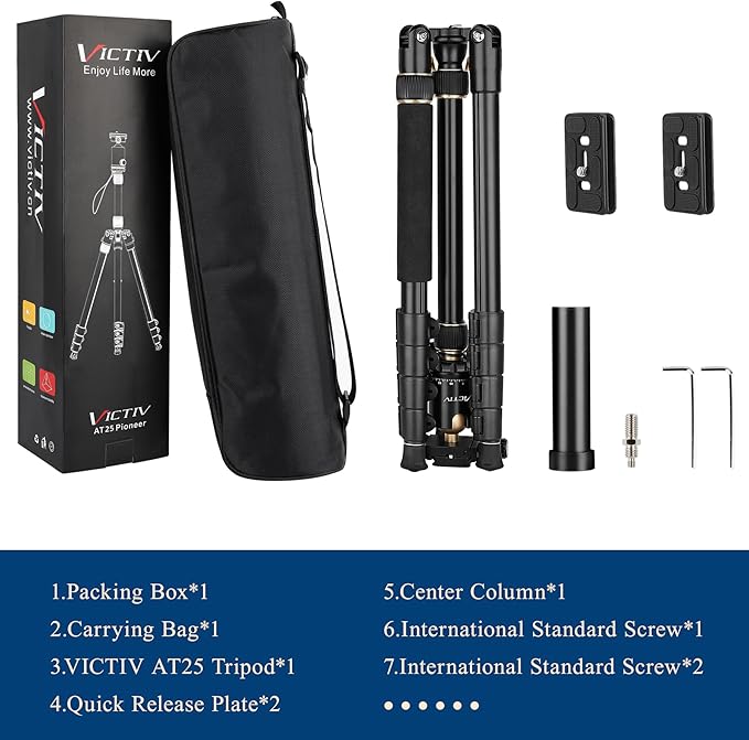 77" Aluminum Camera Tripods & Monopods, Victiv Compact Travel Tripod for Camera DSLR, Spotting Scope,Telescope, Binoculars, Porfessional Heavy Duty Camera Tripod Stand for Photography Video Recording