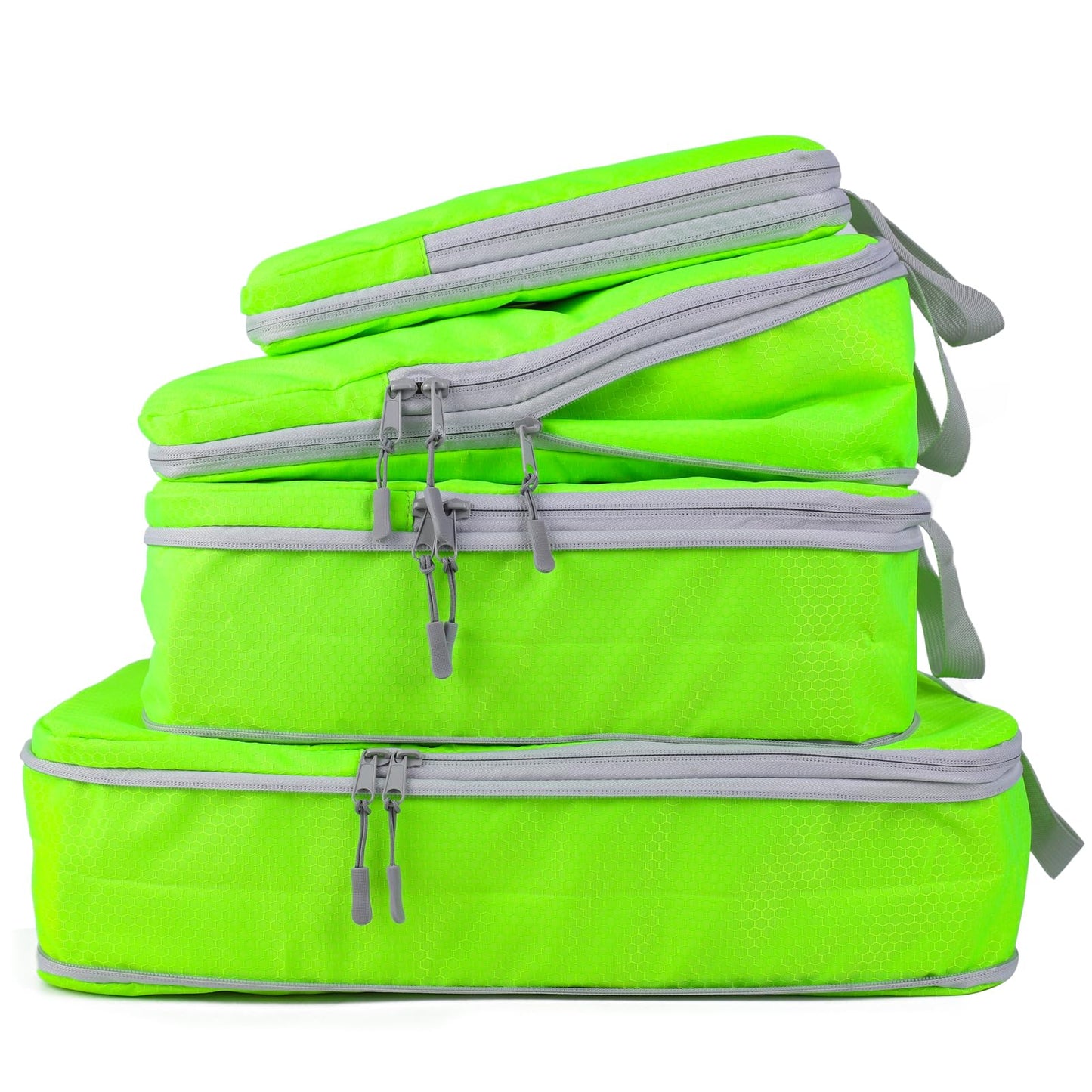 COVAX 4 Set Compression Packing Cubes, Travel Luggage Organizers and Storage Packing Cubes, Fluorescent Green