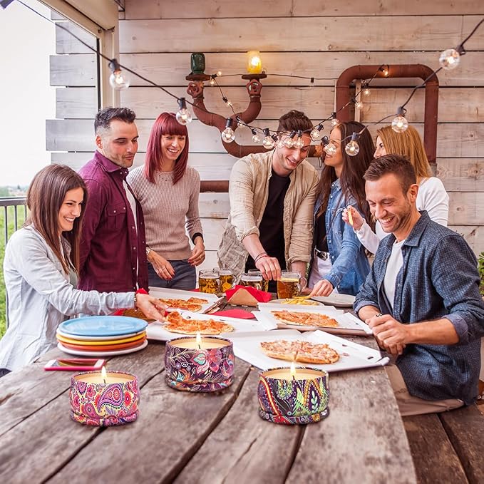 Scented Candles Gift Set for Christmas Thanksgiving, 3 Packs Natural Soy Wax Portable Travel Tin Candle, Bohemia Aromatherapy Gift Basket for Friends Classmates Colleagues