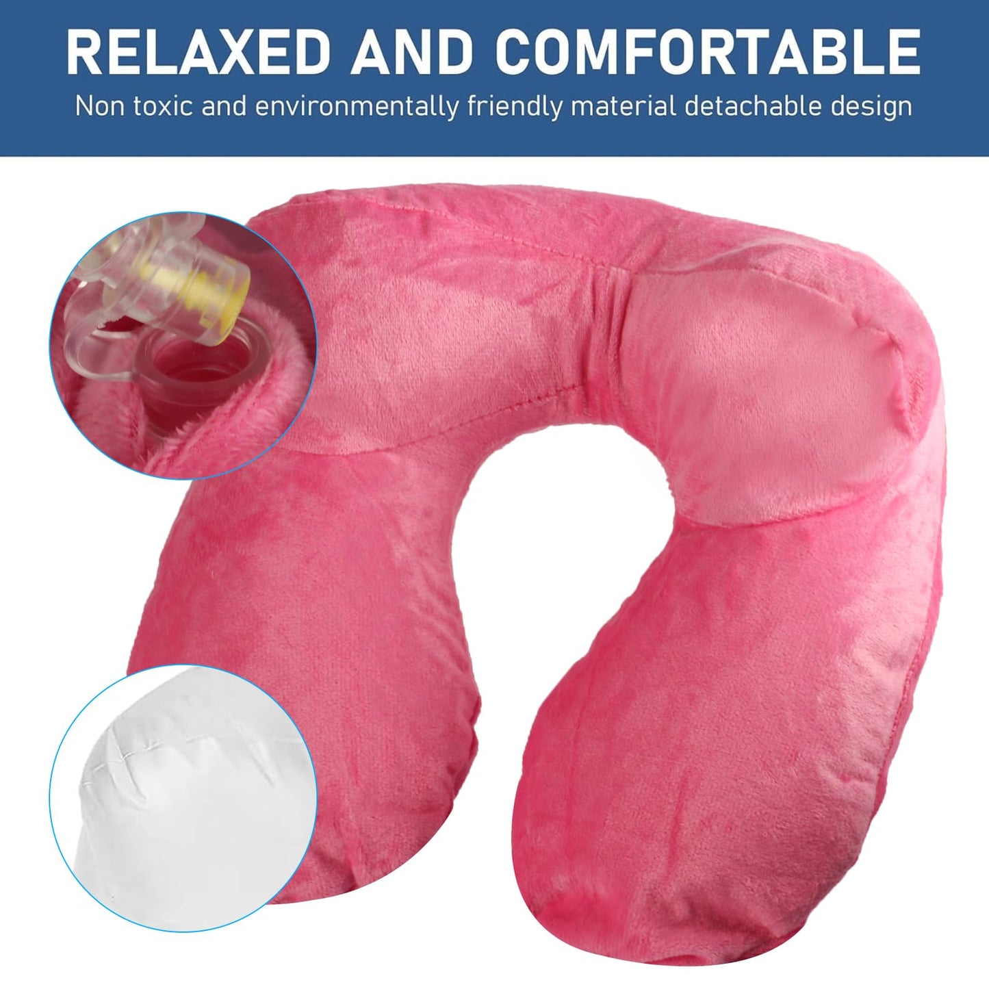 XhjzgcTech Air-Filled Travel Pillows for Sleeping Airplane Neck Support for Traveling Pillow Inflatable Travel Neck Pillows for Air-Filled Neck Pillow Airplane, with Eye Masks, Earplugs