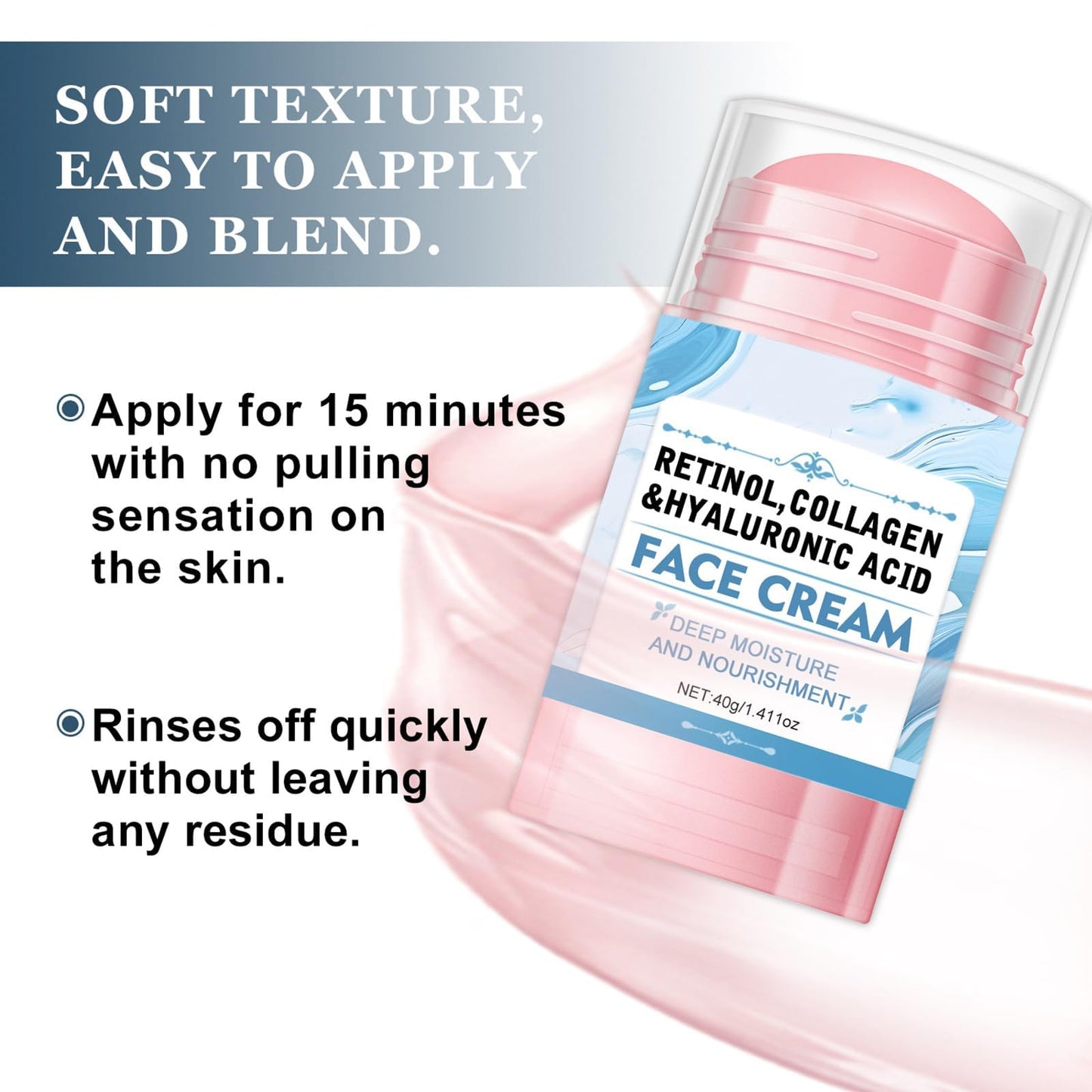 Face Balm Stick, Retinol Collagen Hydrating Moisturizer Stick with Hyaluronic Acid Face Cream for Women and Men Reduces Wrinkles & Enhances Elasticity Softer Smoother Skin,1.41 Oz