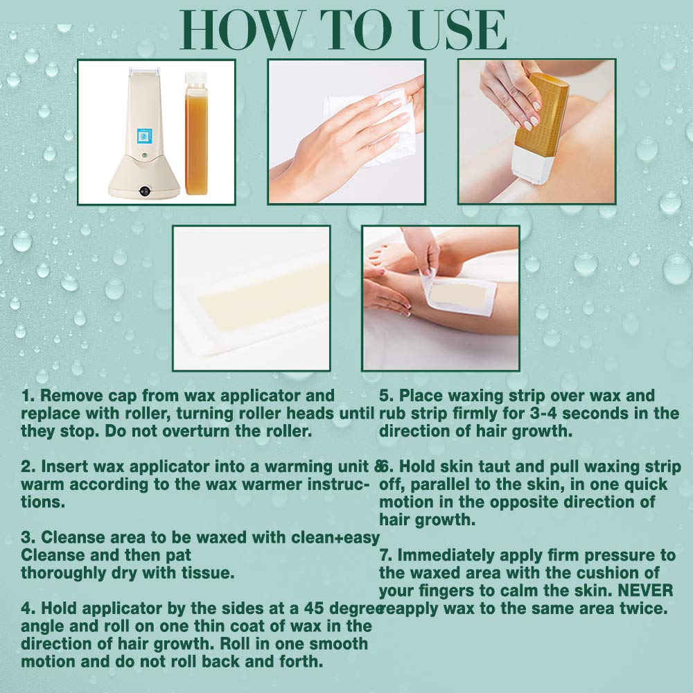 Clean + Easy Large Wax Roller Heads – Roll On Wax Refill Applicators, Compatible with Wax Cartridges for Legs & Body Hair Removal, 3 Pack