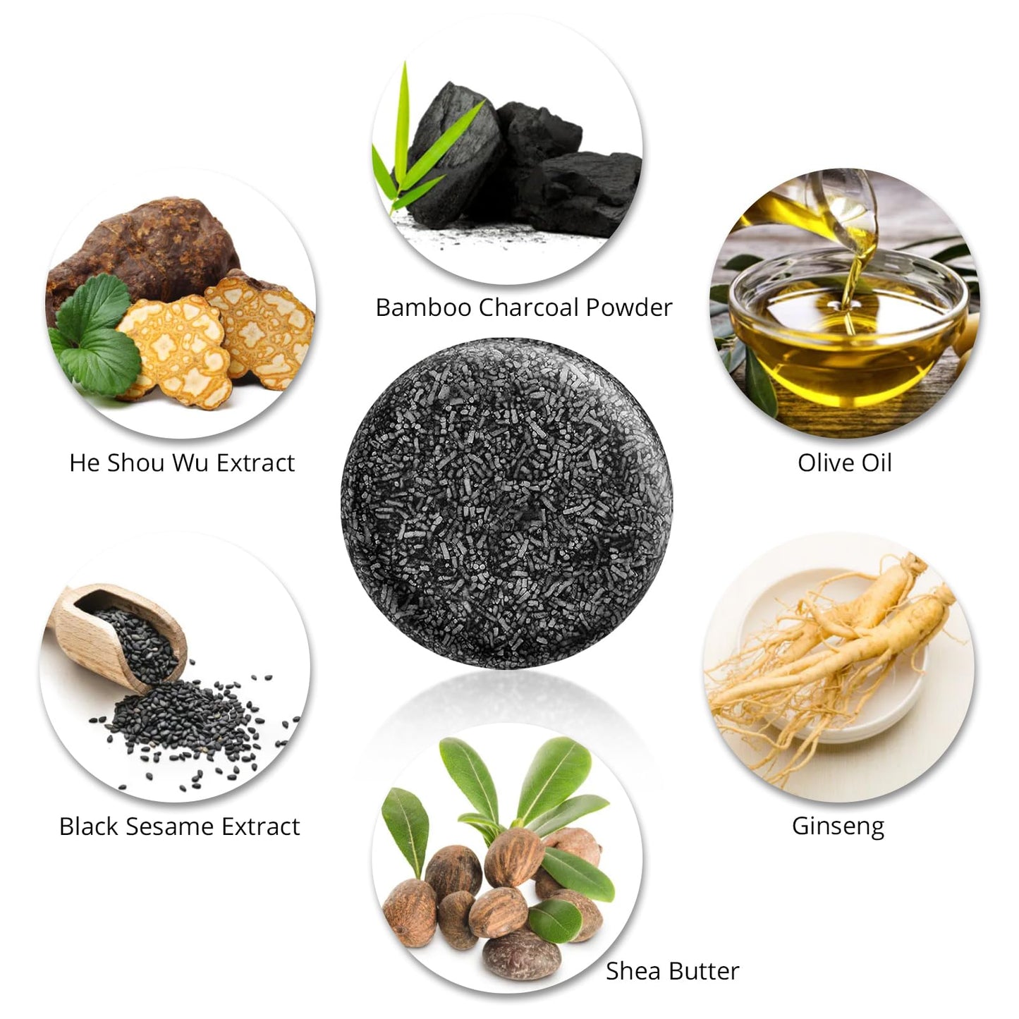 Gray Hair Reverse Bar Soap, Natural Black Soap for Hair & Beard Darkening,Darkening Shampoo Bar with Ginseng & Black Sesame, Vegan, Deep Cleans & Nourishes Scalp, 2PACK