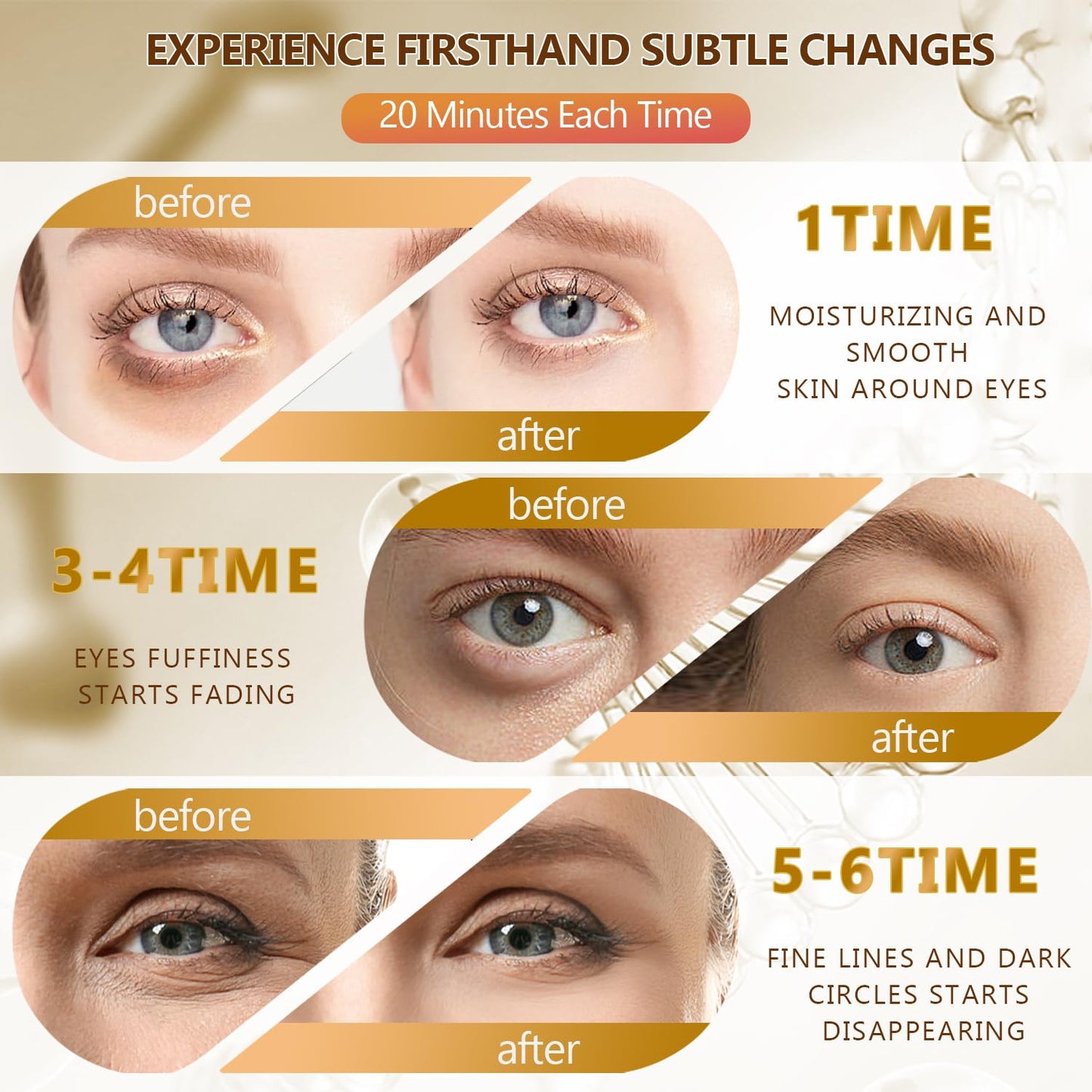 Yargkos 24K Gold Eye Mask 60Pcs, 5 Portable Golden Collagen Under Eye Patches, 30 Pairs Women Men Hydrating Undereye Gel Pads for Dark Circles Puffy Eyes Puffiness Wrinkle Eye Bag Treatment