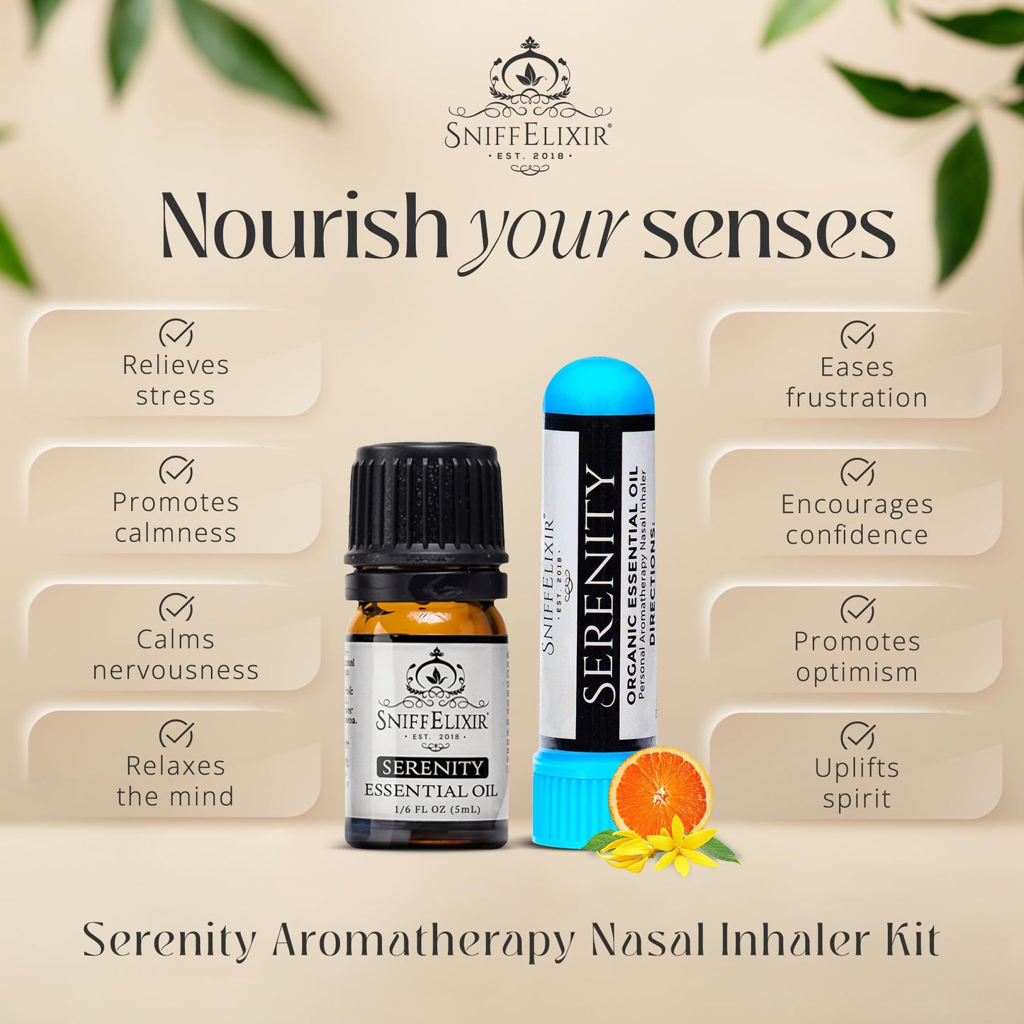 SniffElixir 3 Packs Serenity Aromatherapy Nasal Inhaler DIY Kit - Make 3 Serenity Portable Nose Inhaler Stick Natural Stress Relief Inhaler Essential Oil Inhaler that Calm, Boosts Mood, Reduces Worry