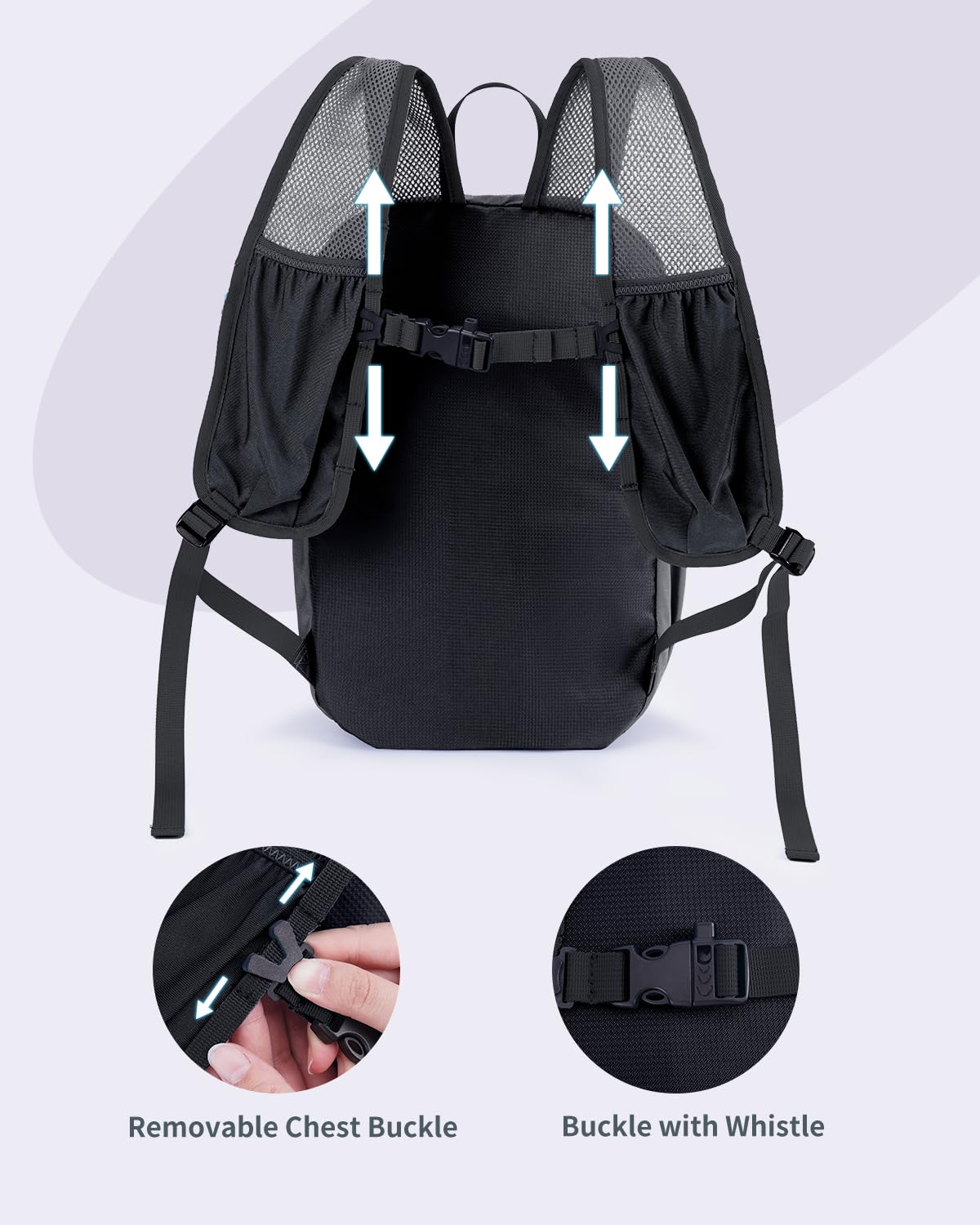 Blue Quartz 15L Small Hiking Backpack with Chest Pockets for Phone, Ultralight Hiking Daypack with Sternum Straps, Lightweight Foldable Packable Back Pack for Women Men(patent pending)