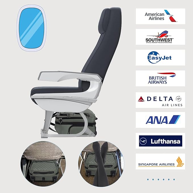 KROSER Carry On Underseat Multi-functional, 16-inch Underseater Lightweight Overnight Suitcase for Women, Army Green