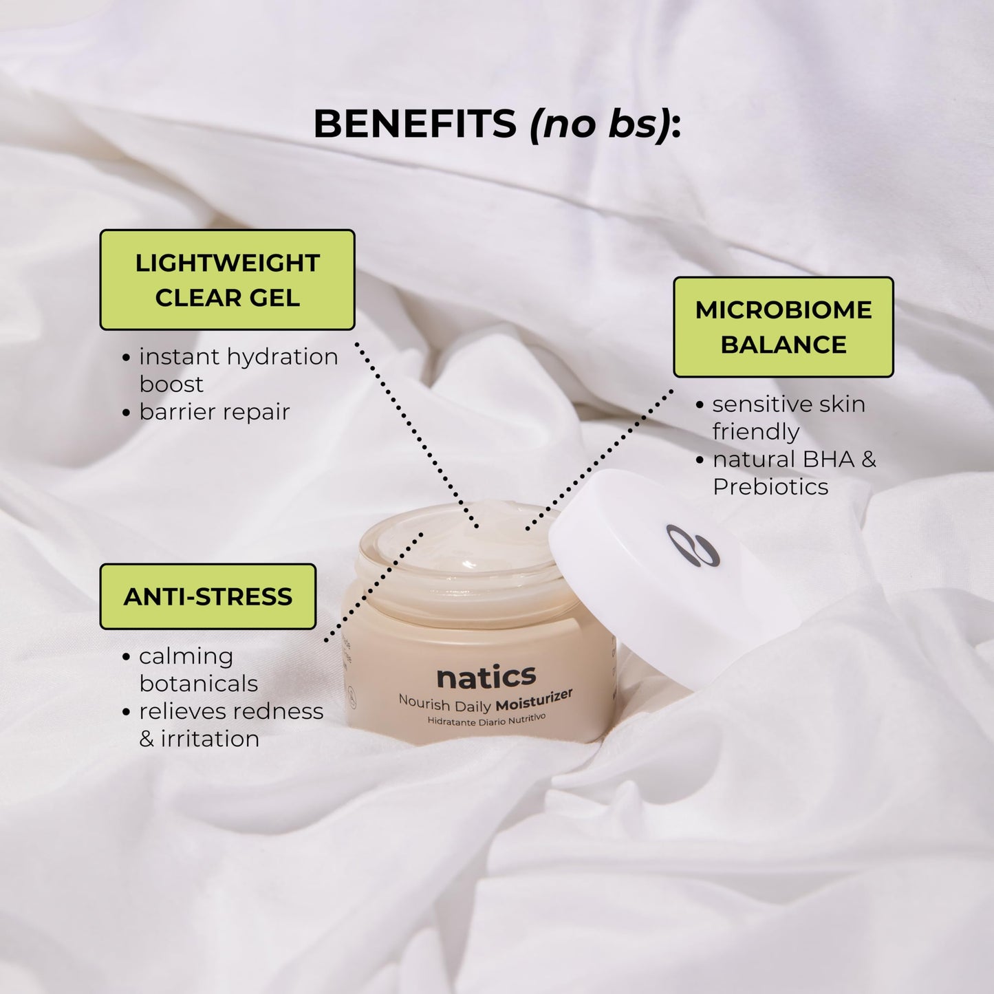 Natics Nourish Daily Face Moisturizer – Instant Hydration & Barrier Repair with Natural BHA & Prebiotics – Vegan, Cruelty-Free, TSA-Friendly Travel Size, for Sensitive, Oily & Acne-Prone Skin (1 oz)