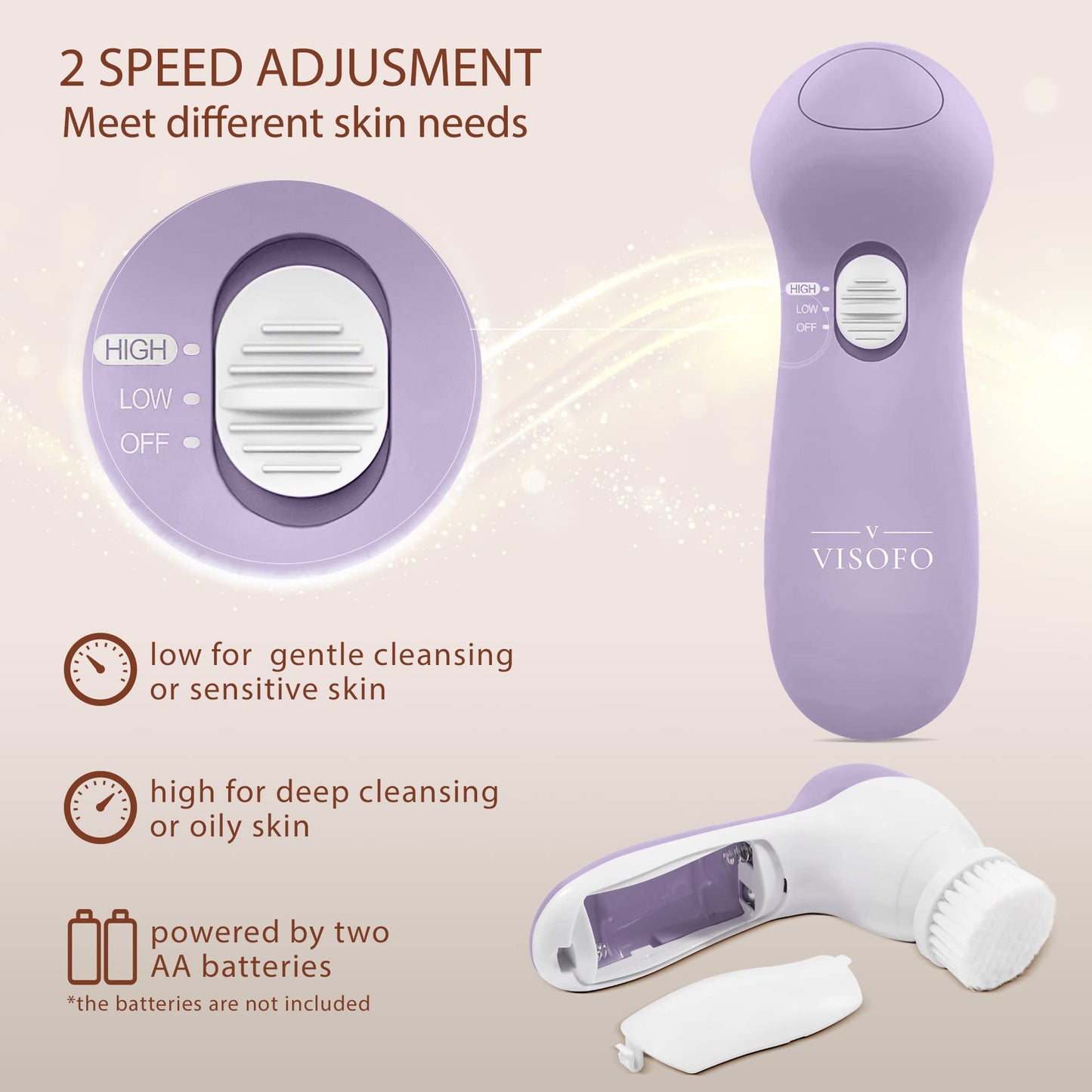 Face Scrubber | Facial Cleansing Brush Exfoliator Skin Care Products Beauty Products Powered Electric Wash Exfoliating Spin Cleanser Cleaning Scrub Including 7 Heads (Lilac Amethyst)
