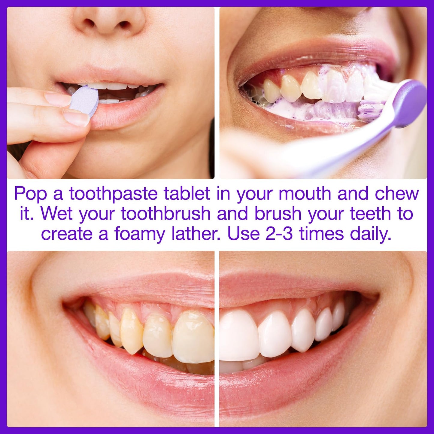 Toothpaste Tablets, Chewable Toothpaste Tablets for Fresh Breath, Natural Whitening Floride-Free and Remineralizing Tablets Tabs, Nano Hydroxyapatite Toothpaste, 150 Tablets