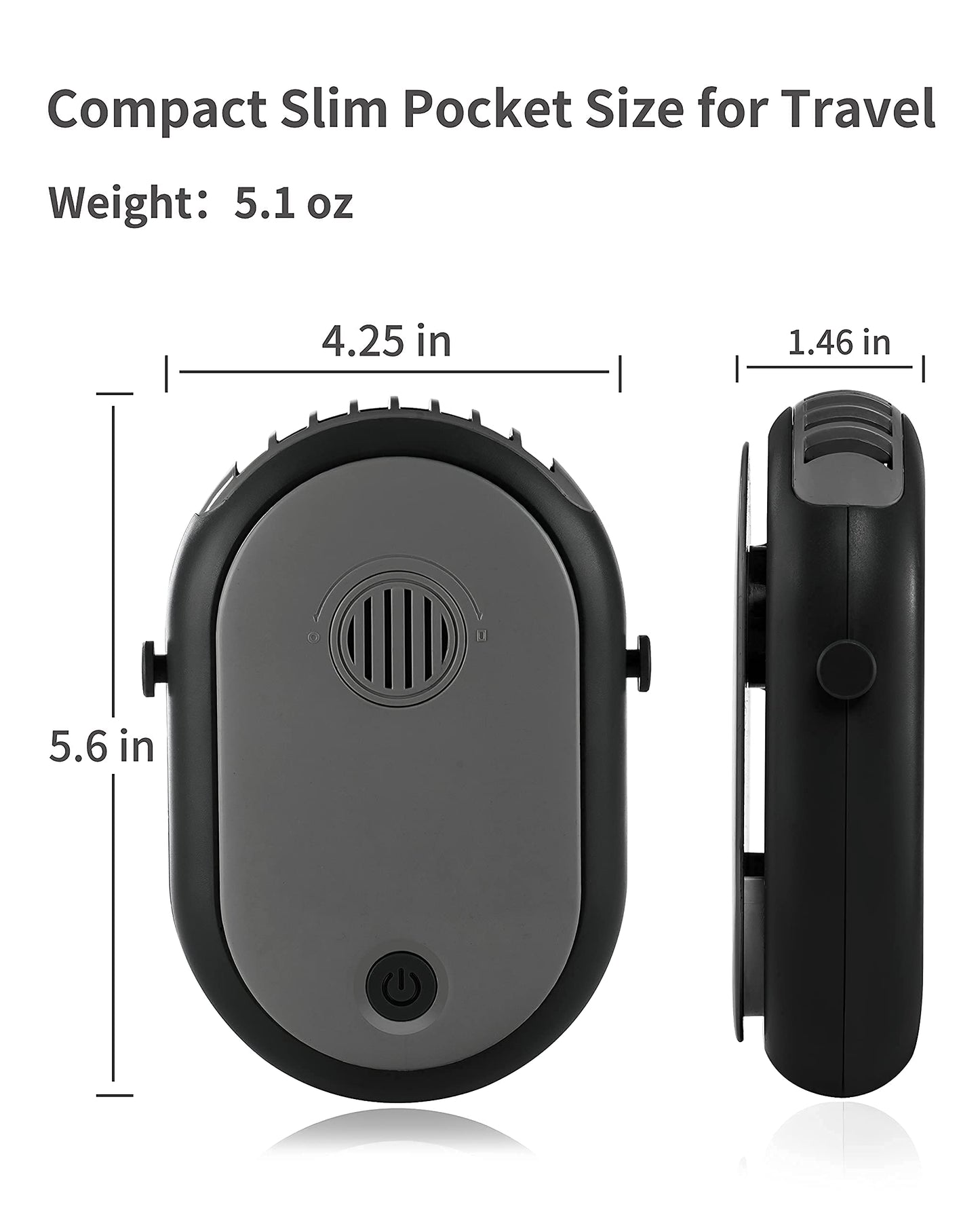 Portable Hanging Neck Fan Wearable Personal Fan Battery Operated USB Rechargeable 3 Speed Mini Handheld Air Conditioning Cooling Refrigeration Necklace Fan for Women Eyelash Camping Outdoor (black)