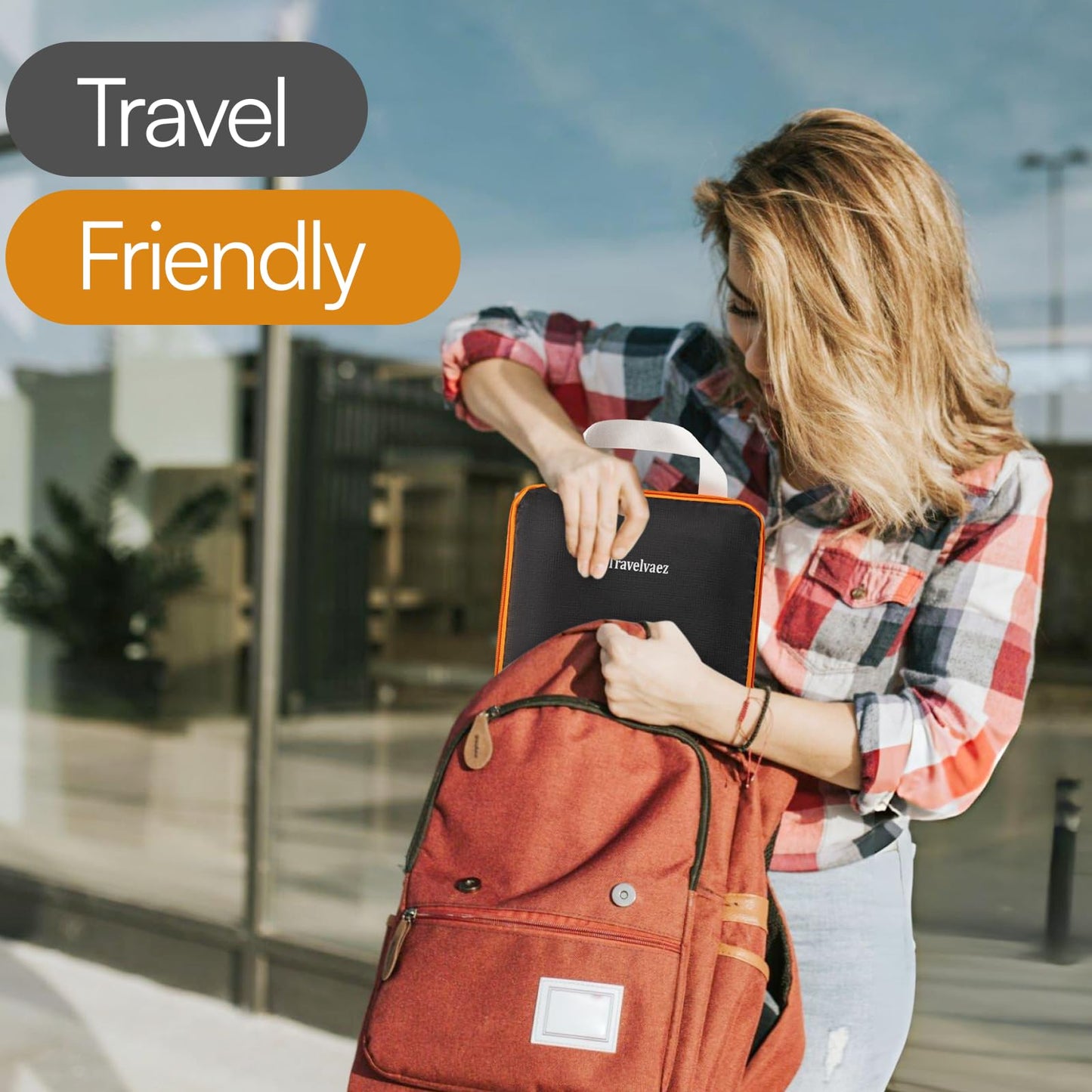 Travelvaez 6 Set Large Compression Packing Cubes, Durable Clothes Organizer for Suitcases and Carry-On Luggage, Expandable and Lightweight Packing Cubes for Travel Compression with Laundry bag, Black