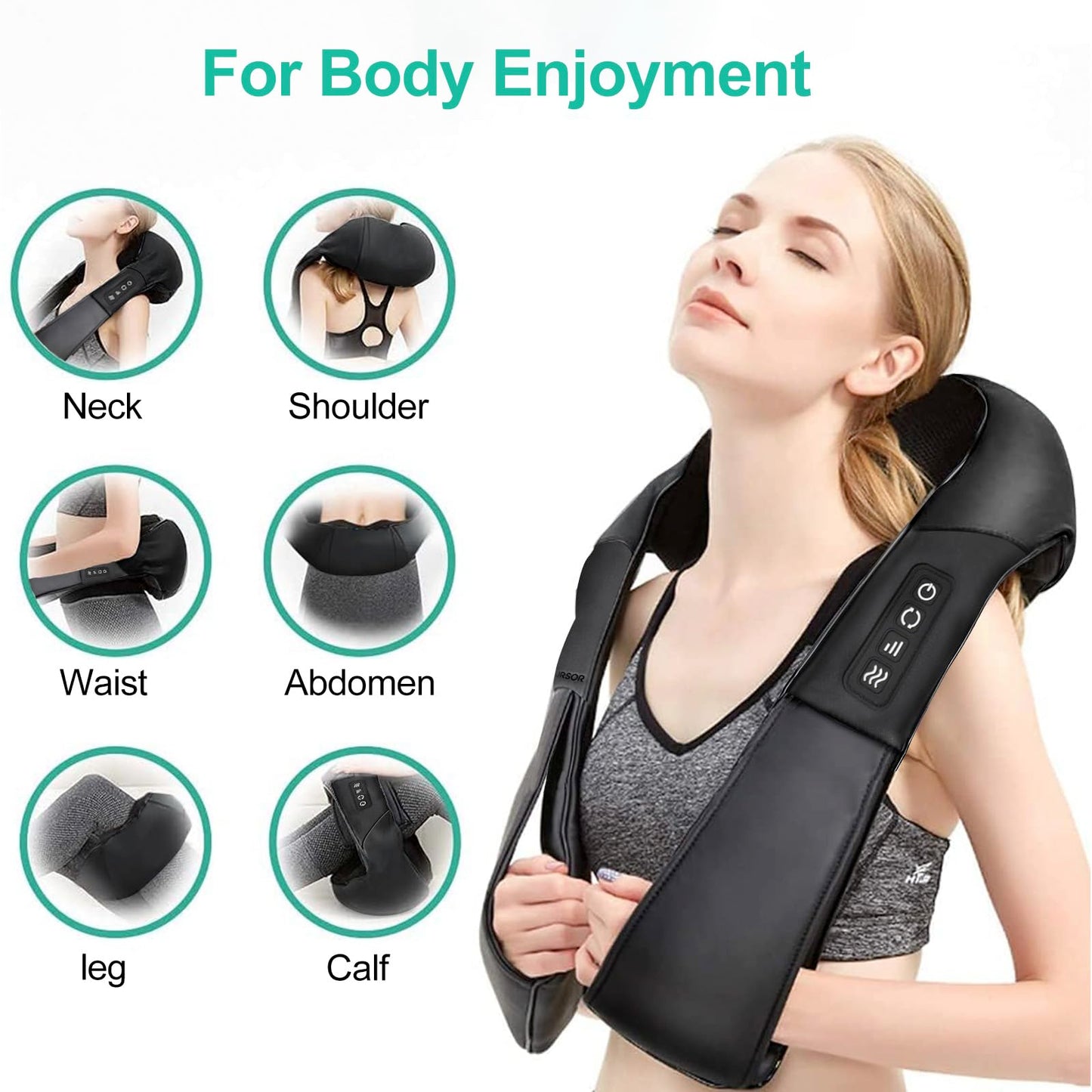 Medcursor Neck Massager, Portable Electric Neck and Back Massager with Heat, Deep Tissue 3D Kneading Pillow for Muscle Pain Relief, Ideal Father’s Day Gift, Not Cordless