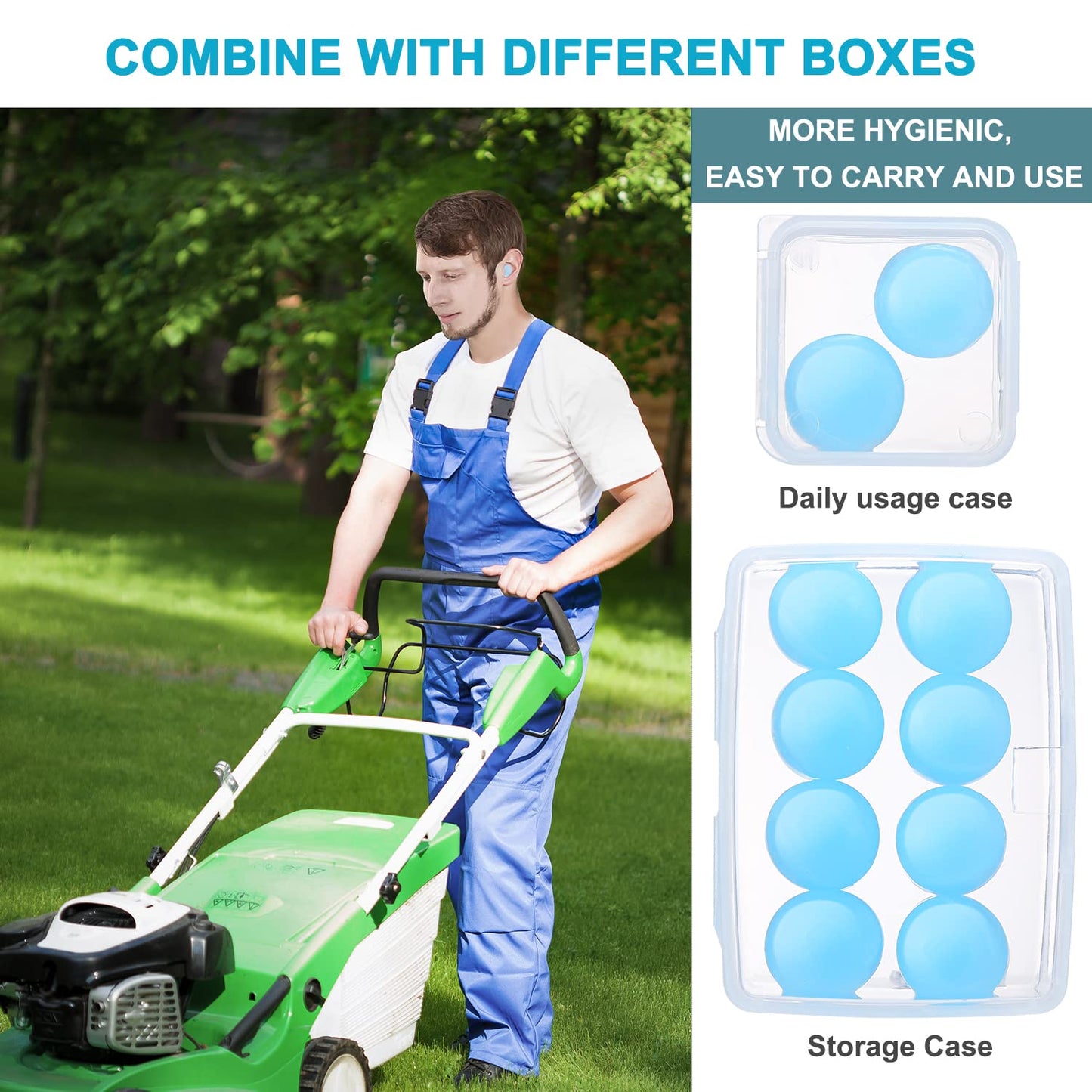 Reusable Silicone Ear Plugs, Waterproof Noise Cancelling EarPlugs for Sleeping, Mowing, Swimming, Airplanes, Concerts