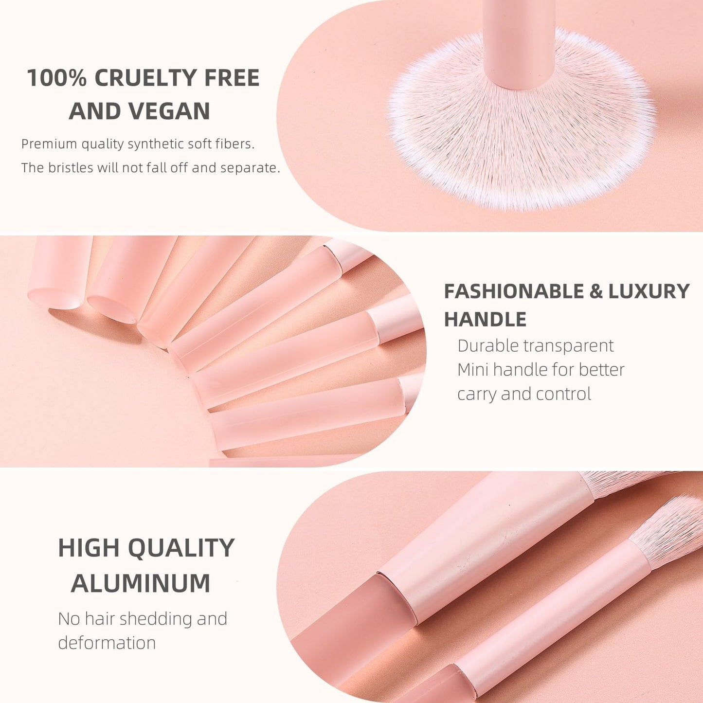GOERTI 11 Pcs Mini Travel Makeup Brush Set With Case, Professional Premium Synthetic Kabuki Powder Foundation Blush Fan Highlight Eye Blending Shadows Concealer and Lips Brush Kit for Travel