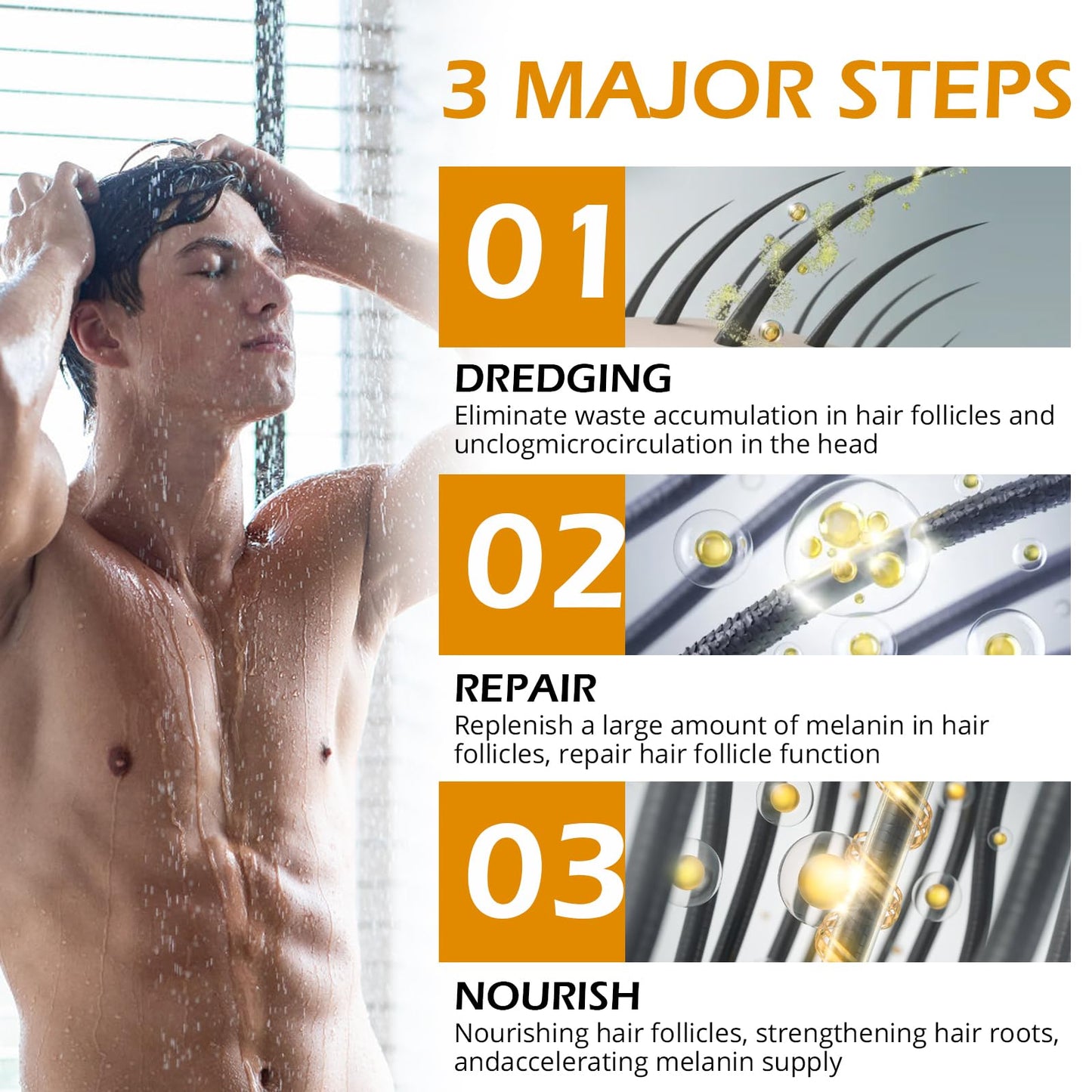 Gray Hair Reverse Bar Soap, Natural Black Soap for Hair & Beard Darkening,Darkening Shampoo Bar with Ginseng & Black Sesame, Vegan, Deep Cleans & Nourishes Scalp, 2PACK