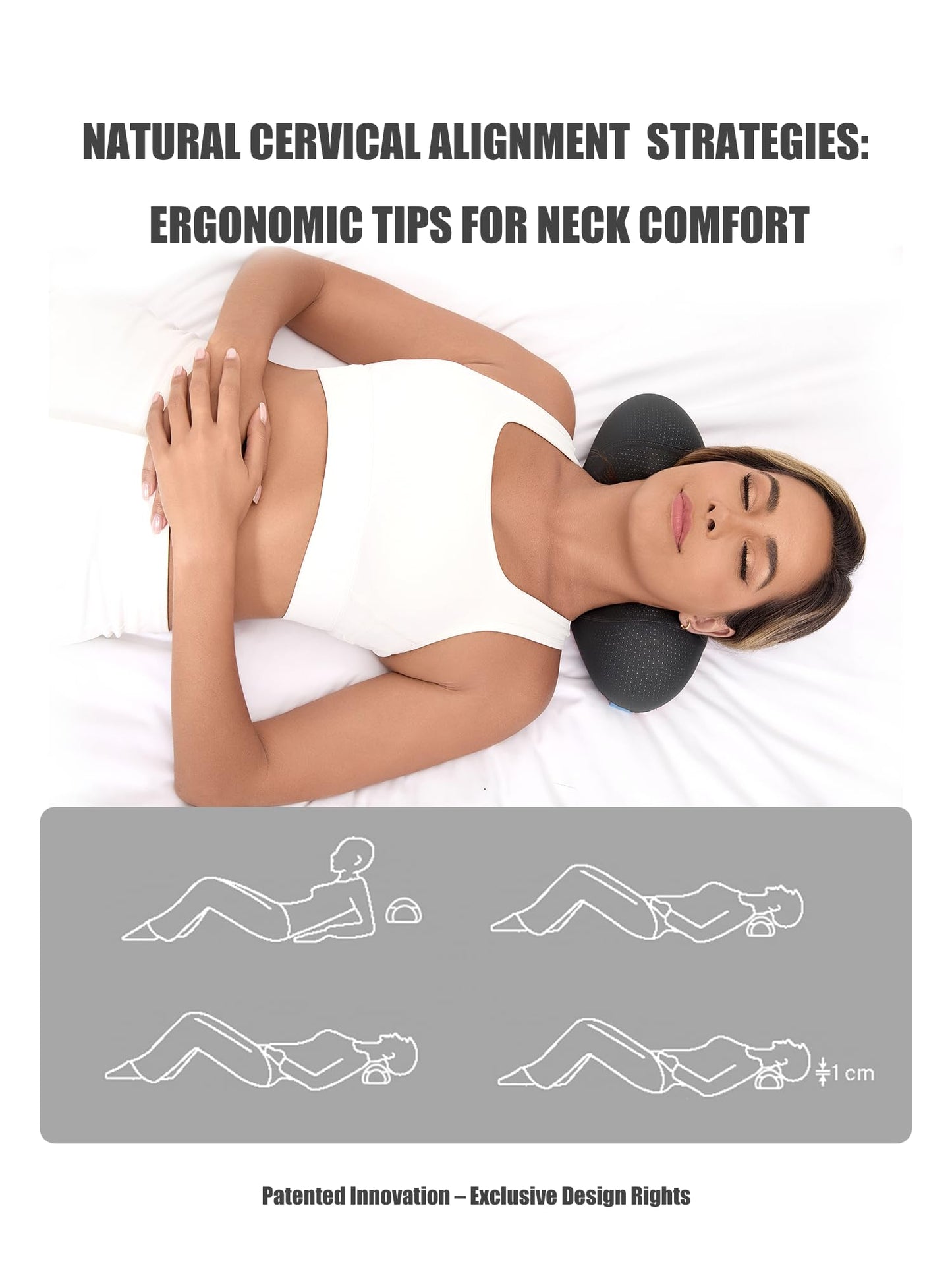 Bespilow Patented Dual-Layer Cervical Neck Roll Pillow-Comfort Top + Firm Memory Foam Base,Ergonomic Contour Support,Cooling Breathable Case- Relieves Neck Pain from Office,Travel,Sleep& Poor Posture