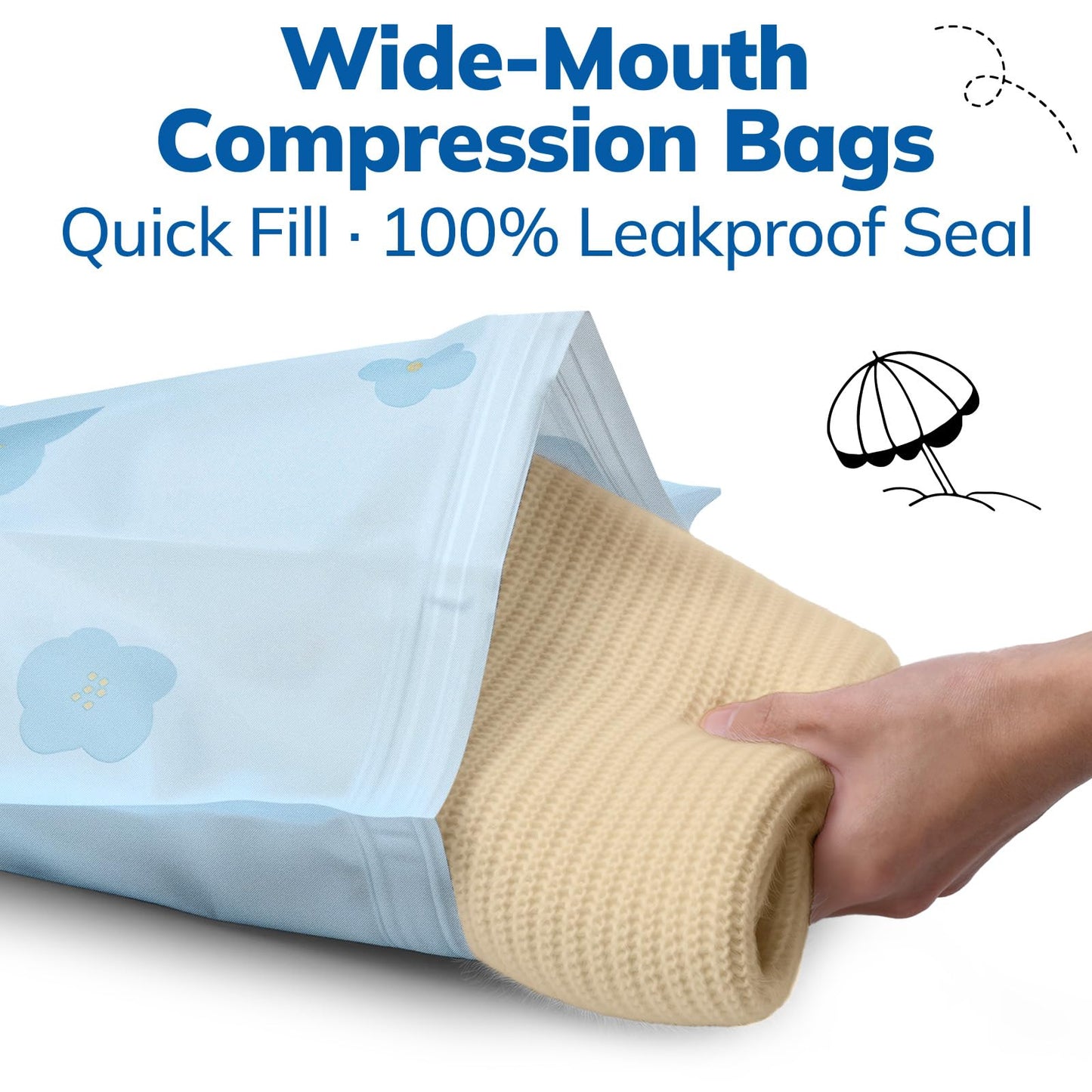 Umimile Vacuum Storage Bags for Travel with Electric Pump, Reusable Travel Vacuum Bags, Space Saver Bags for Luggage, Suitcases and Backpack (2 Small + PUMP)