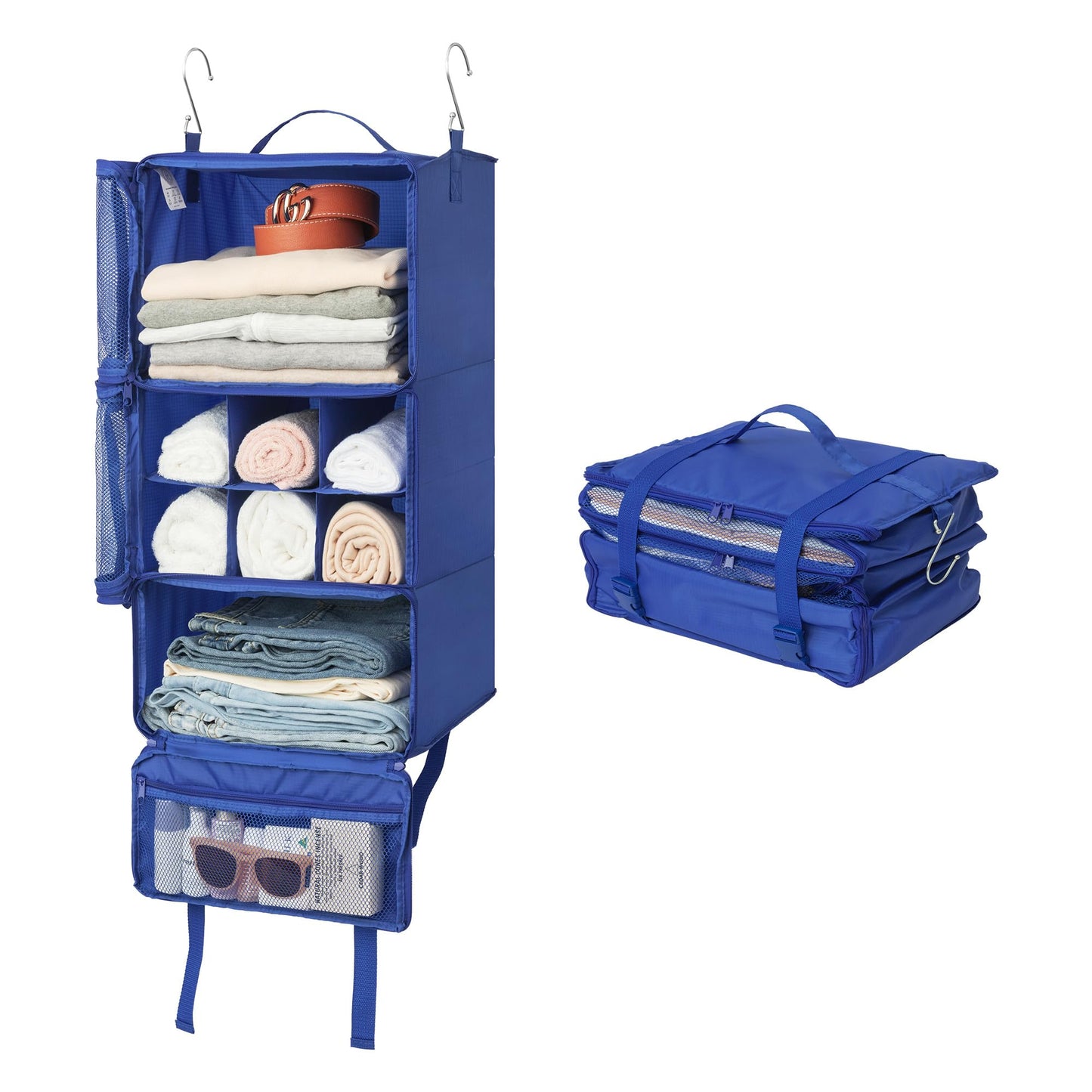 GRANNY SAYS Hanging Packing Cubes for Travel, Large Portable Hanging Suitcase Organizer, Foldable Compression Luggage Organizer Bags for Clothes, Carry on Closet Suitcase, XL-Blue Travel Shelves