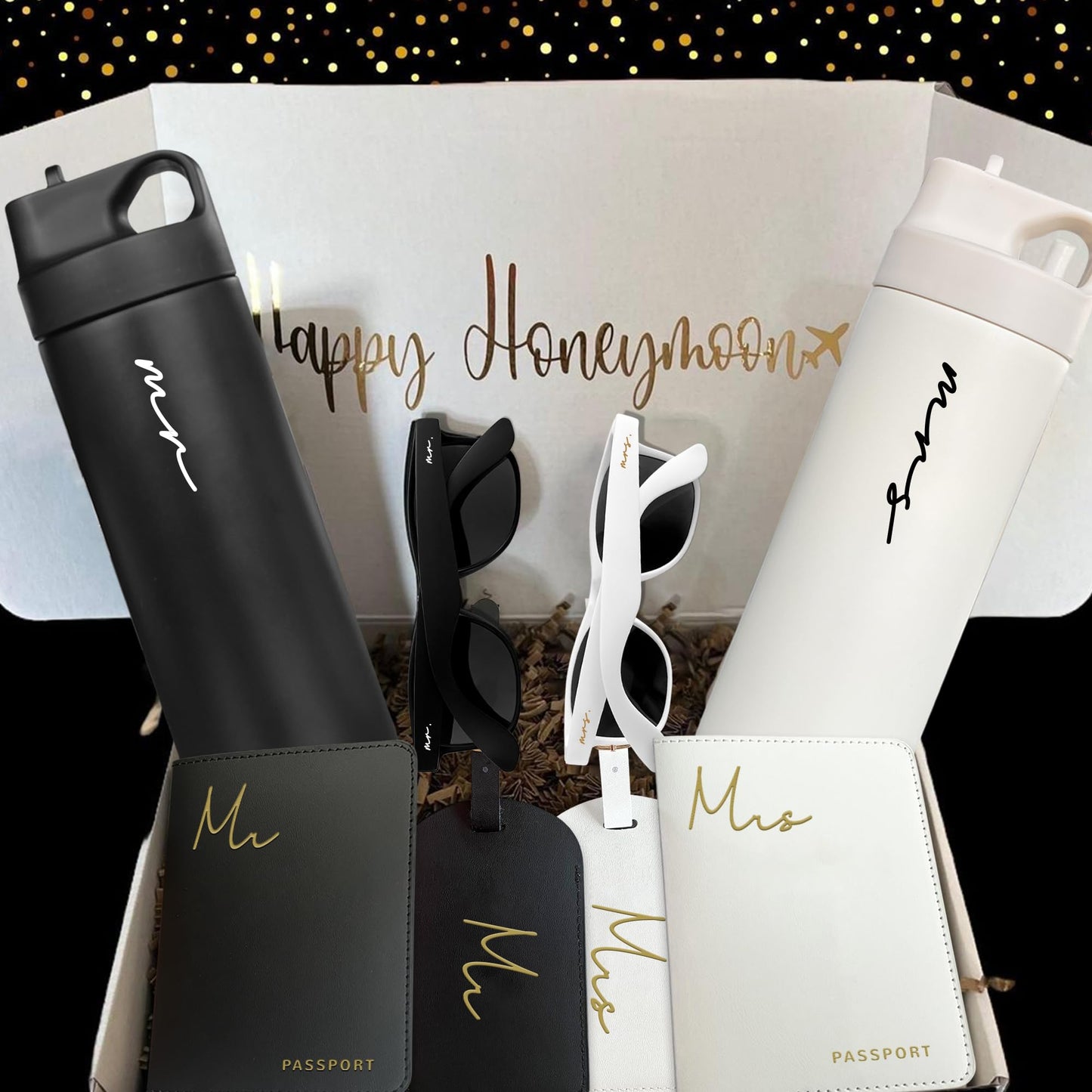 Mr&MrsGifts Couples Gifts Travel Tumblers Set of 2 Mr and Mrs Honeymoon Travel Mugs 16oz Double-Walled Insulated Cups for Wedding Bridal Shower Gifts(XZ-MM)