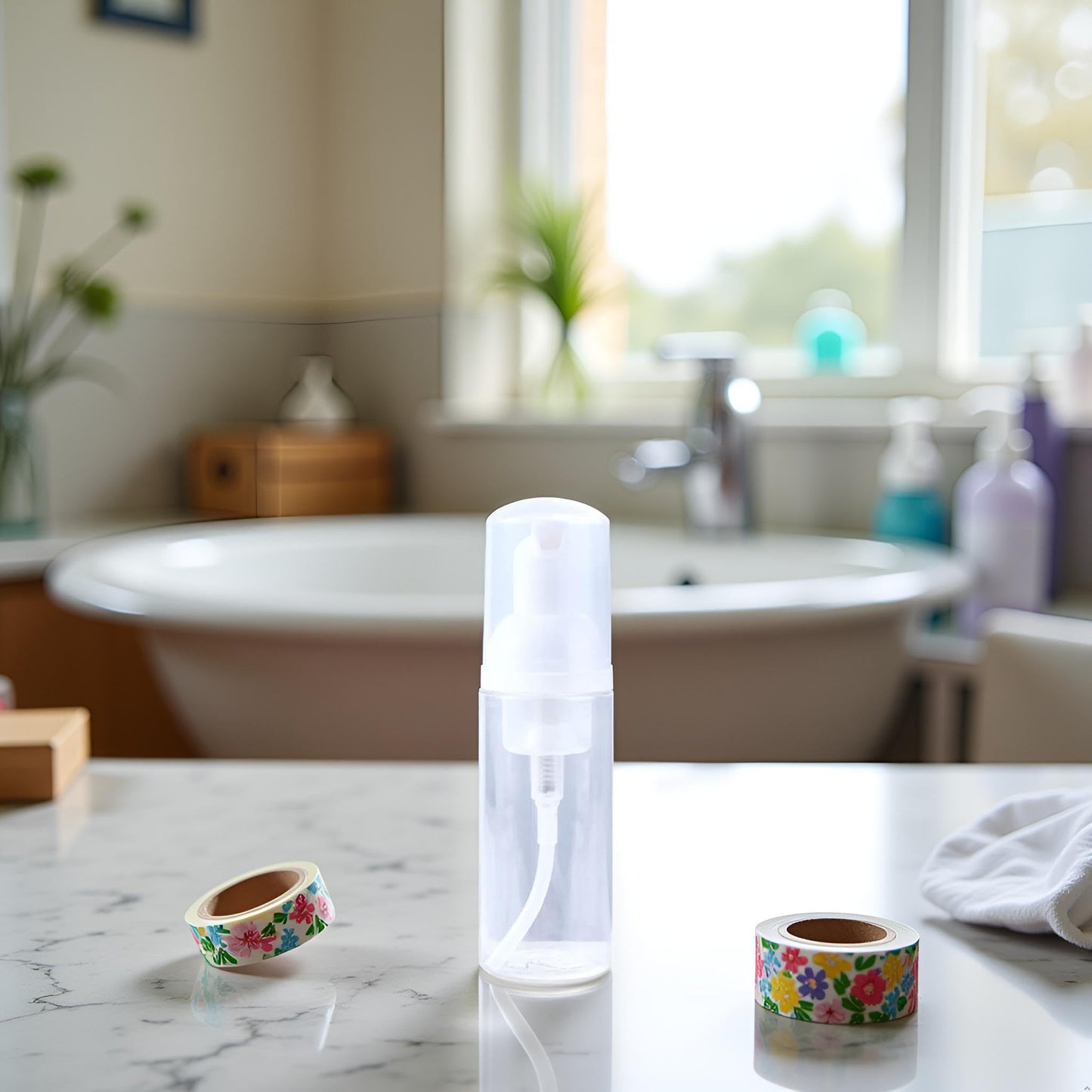 Clear Plastic Foam Pump Bottle, Portable Travel Mini Cosmetic Dispenser Shampoo Cleanser Empty Bottle,Refillable Containers (40ml)