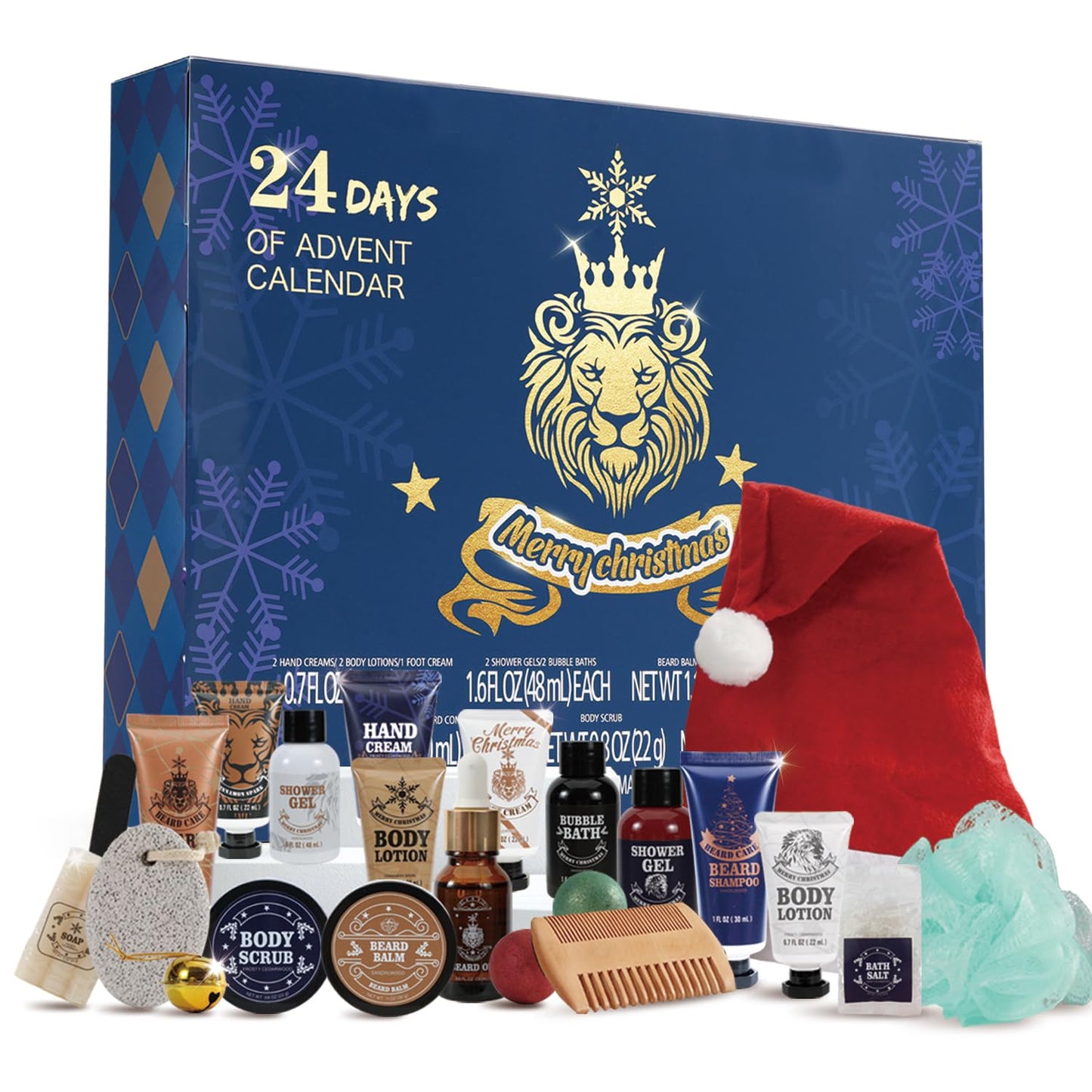 BODY & EARTH Advent Calendar 2025 for Men, 24PCS Beard Care Set, Beauty Advent Calendar Mens 2025, Christmas Holiday Gift Stocking Stuffers, Selfcare Set Spa Gift Box with Shower Gel, Bubble Bath