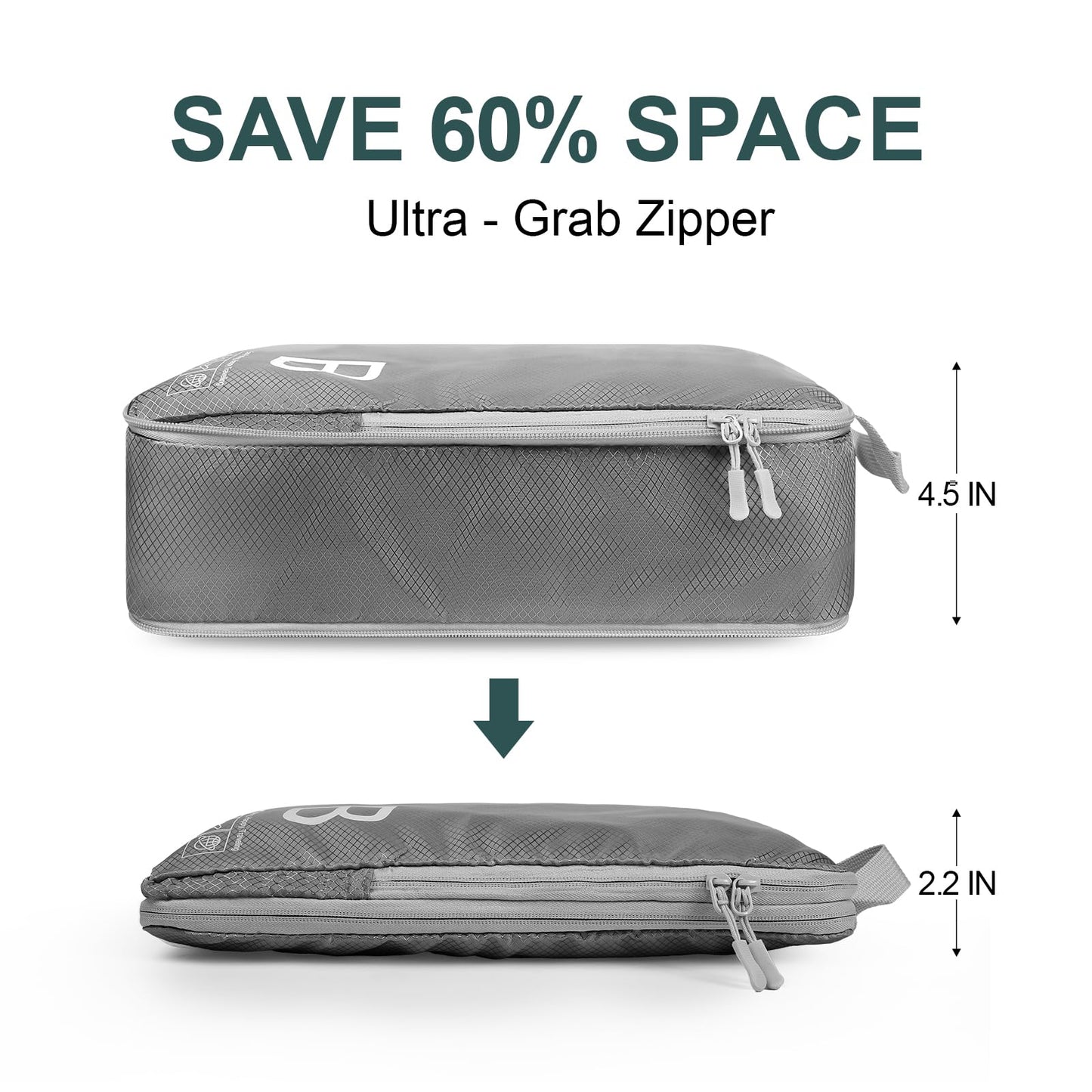 Compression Packing Cubes for Travell Fabric Packing Cubes with Smooth Zippers, Space-Saving Compression Bags for Travell, Luggage Organizers for Clothes, Shoes, and Accessories