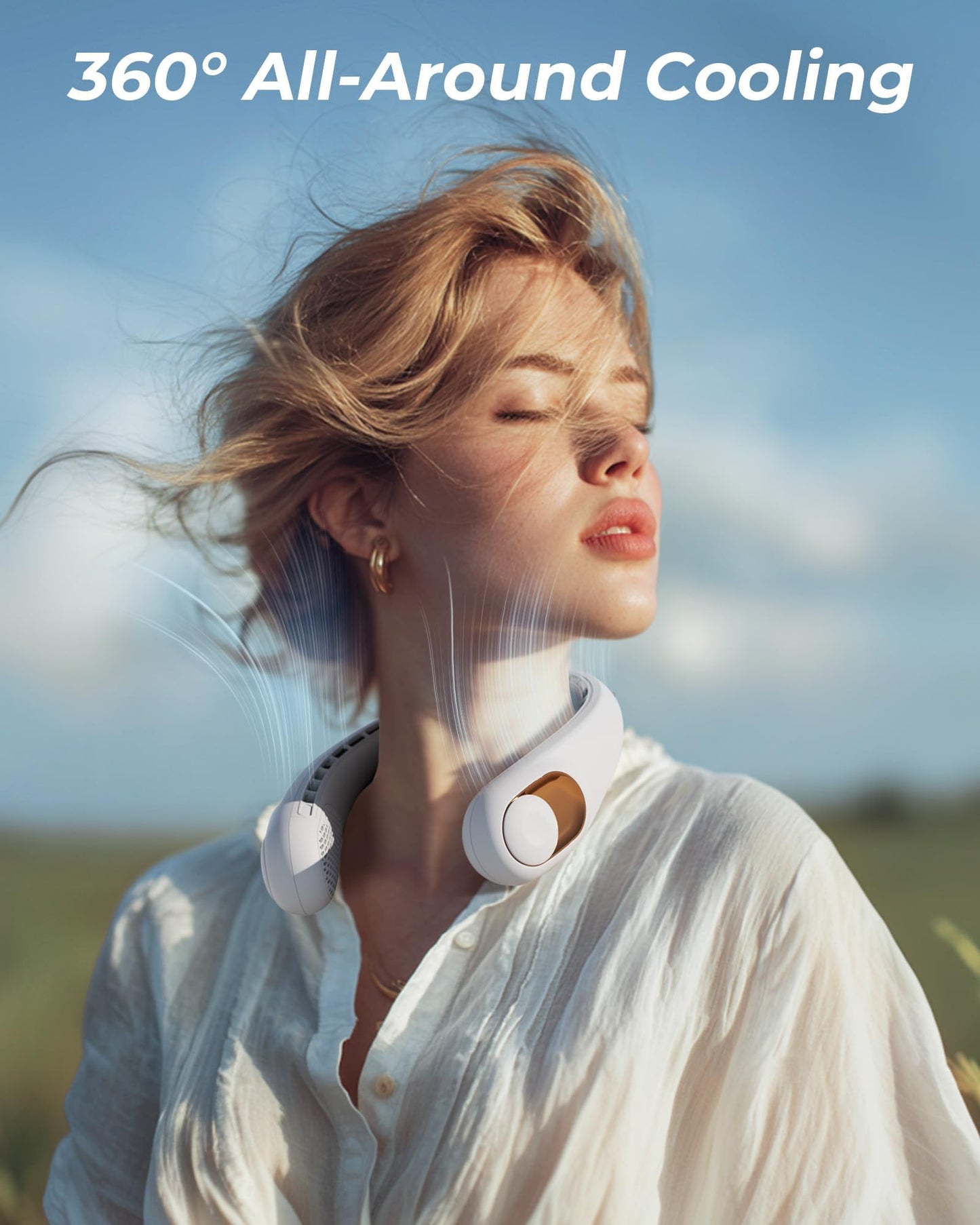 Neck Fan, Personal Fan with LED Display, USB-C Rechargeable, 4000mAh-Battery, 3-Speed Adjustment & Whisper-Quiet Operation, Perfect for Home, Travel, Sports