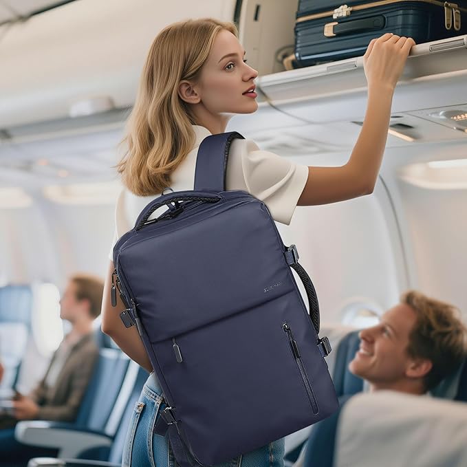 Business Travel Carry on Backpack, Lay Flat Luggage Style Bag with USB C & A, 16-inch Suitcase Capacity, Airline Approved, Gray