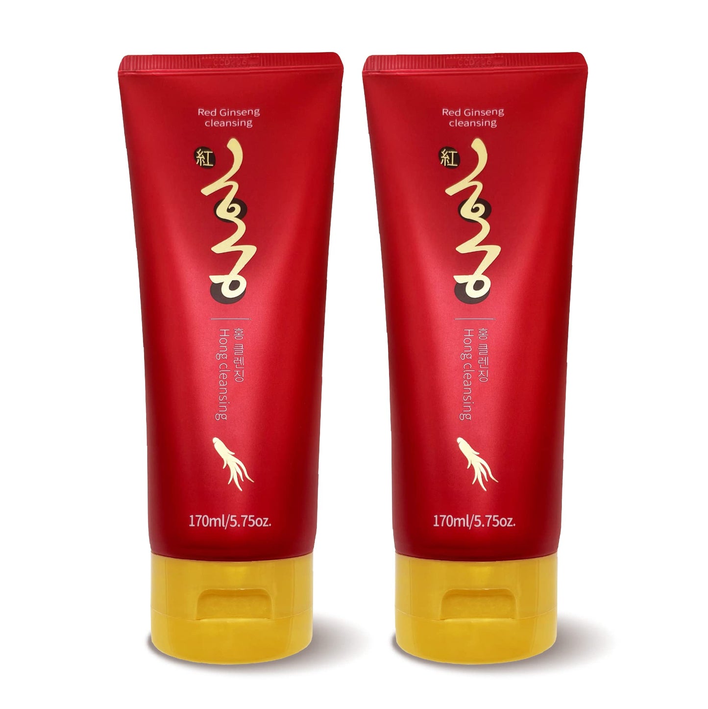 Korean Red Ginseng Foam Cleanser Deep Clean & Moisture Daily Cleanser Foam Red Energy 1,000PPM RED Ginseng & Hibiscus & Pearl Extract Daily Skin Care Hong Cosmetic (Red Ginseng Cleanser 2 EA)