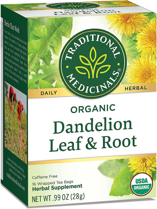 Traditional Medicinals Tea, Organic Dandelion Leaf and Root Tea, 16 Bags (Pack of 2)