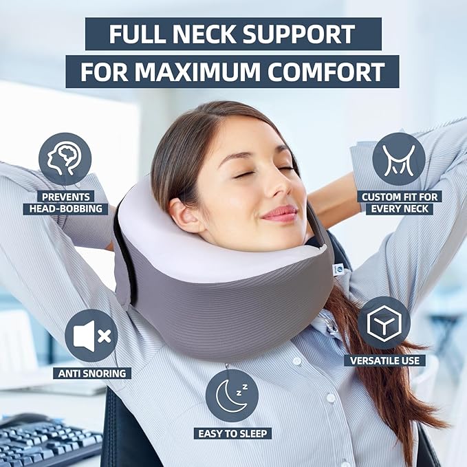 Travel Pillows for Airplanes,Memory Foam Neck Pillow for Comfort on Airplane,Neck Travel Pillow with its own Eye mask, Ergonomic Design for Travel, Car Rides, Offices and Home Use,M-L Sizes