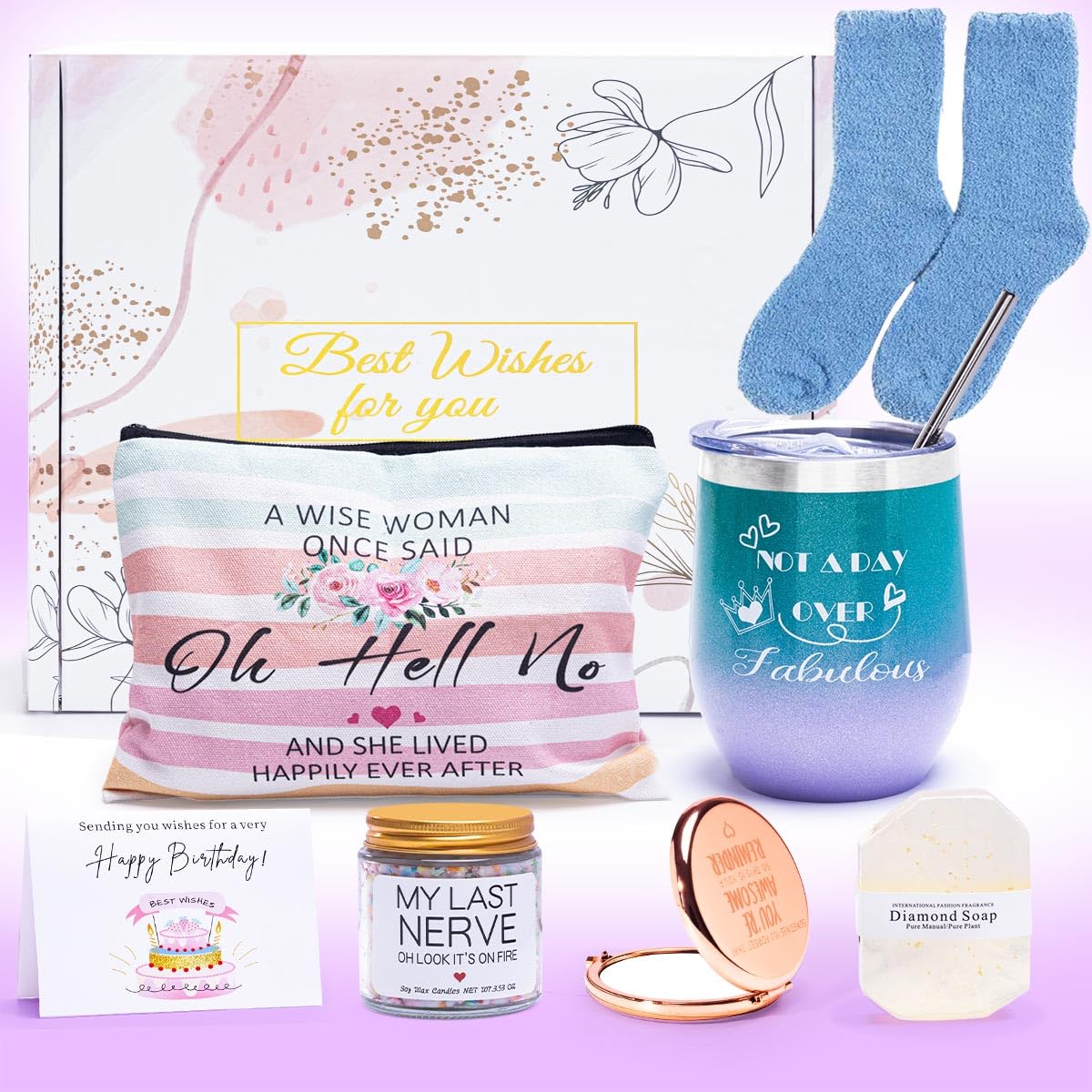 Birthday Gifts for Women-Best Relaxing Spa Gift Box Basket for Wife Mom Sister Girlfriend Daughter Best Friend Mother-Happy Birthday Gifts for Women (White)