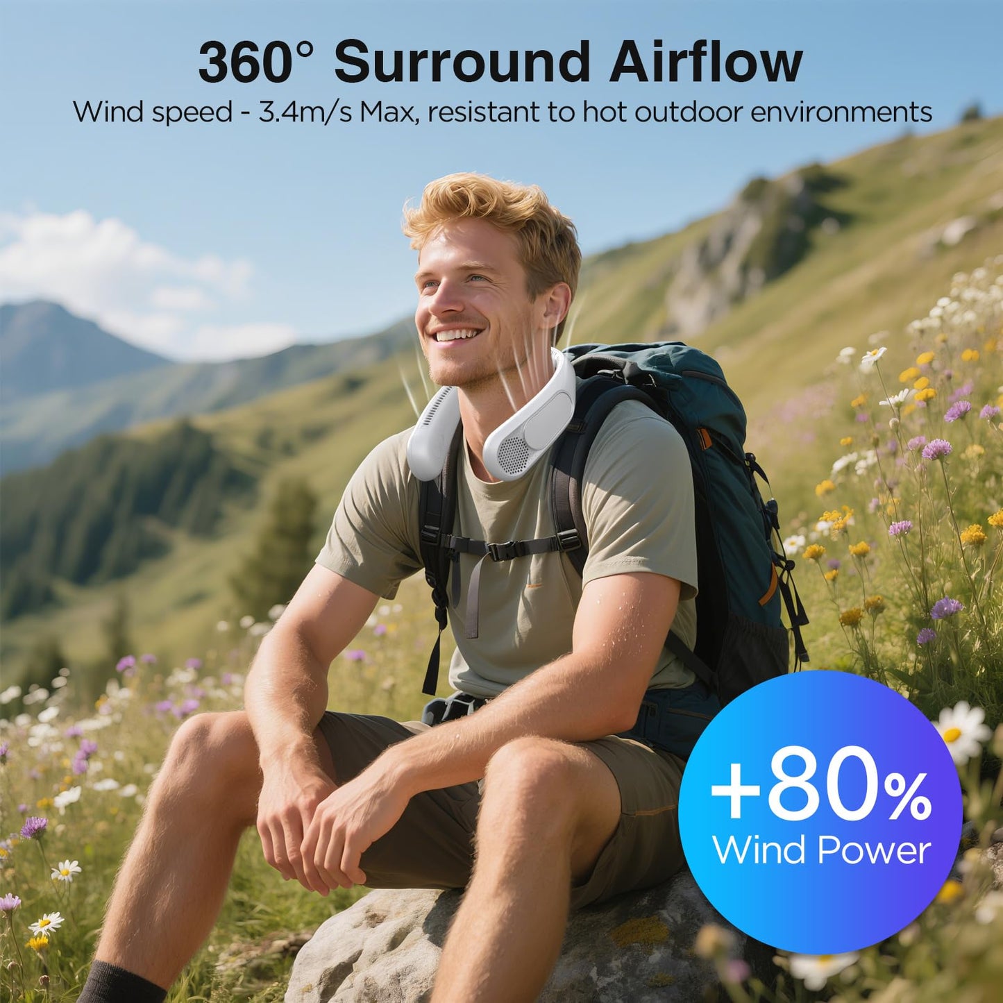 Hotsales Neck Fan, Hands Free Bladeless Neck Fans Portable Rechargeable, 6000 mAh Battery Operated Wearable Personal Fan, Cooling Neck Fan, 3 Speeds, USB Fan Gifts for Men, Women, Travel, Outdoor