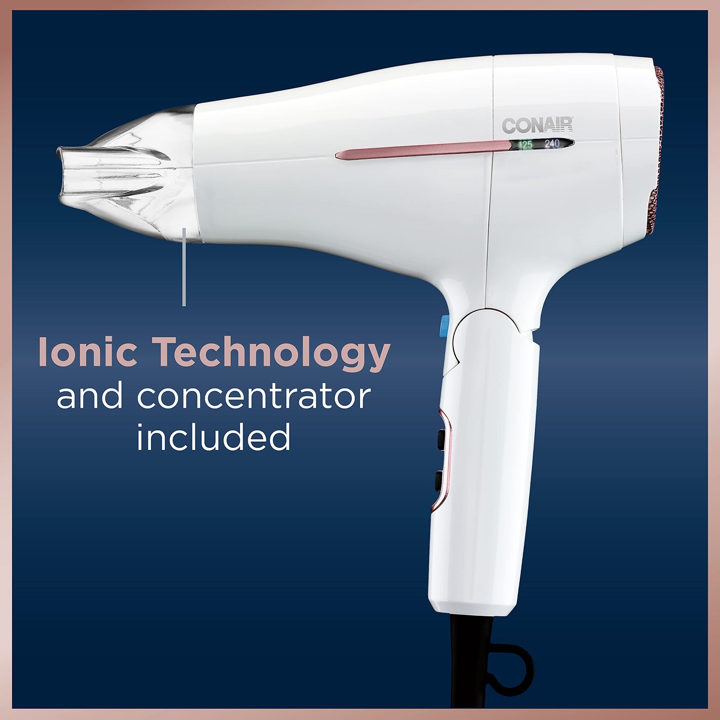 Conair Hair Dryer, Worldwide Travel Hair Dryer with Smart Voltage Technology and Folding Handle, Includes Concentrator