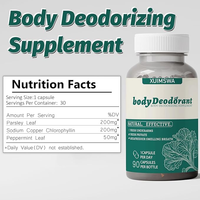 Body deodorizing Supplement, Body Deodorizer Capsules,Deodorant Supplements for women-90 Capsules (1PCS)