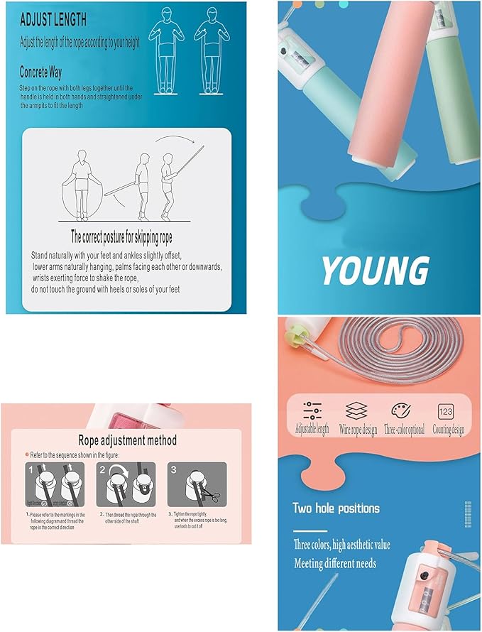 Jump Rope,YiWgqish Workout Equipment,Sports And Fitness Exercise Jump Rope For Kids For Fitness Adjustable With Counter Skipping Rope And Fitness For Men,Women,Kids,Girls,Boys