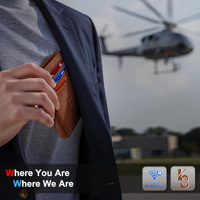 KEMISANT Men Wallet, Slim Leather Wallet Money Clip Magnetic Closure ID Windows 14Cards RFID Blocking