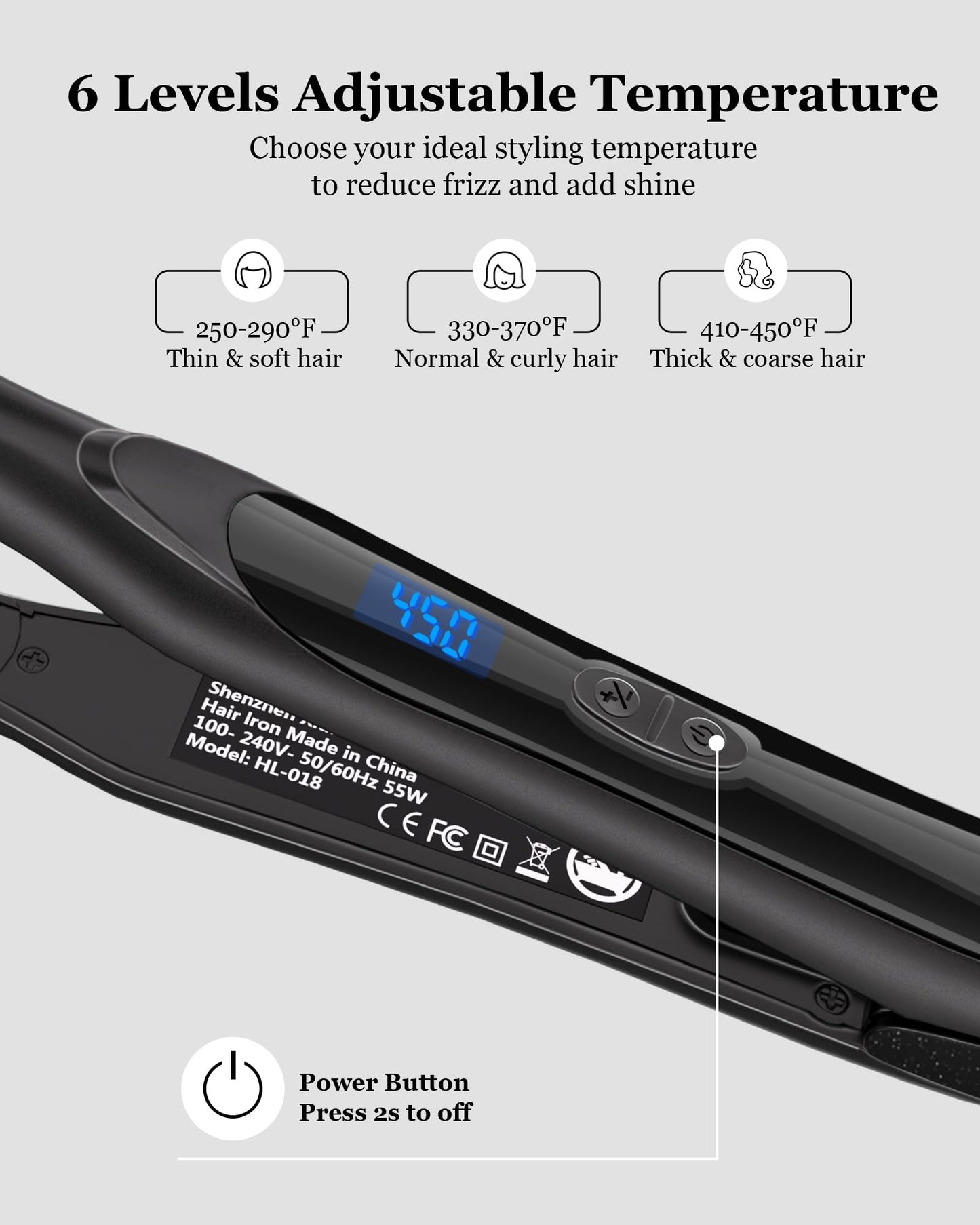 DSHOW 1/2" Flat Iron, Small Flat Iron Hair Straightener for Short Hair, Tourmaline Ceramic Mini Travel Hair Straightener with a Pouch, 6 Temperature, Dual Voltage (Black)