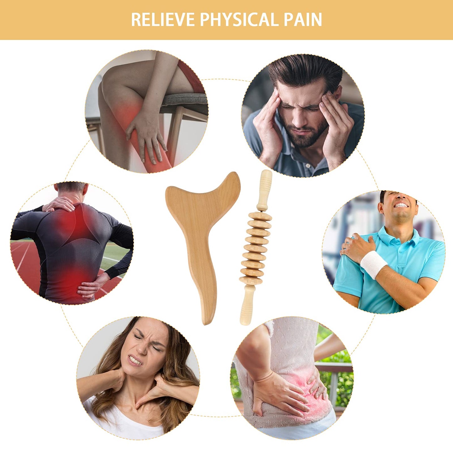 2 Pcs Wooden Gua Sha Tools Lymphatic Drainage Tool, Machomby Wood Therapy Massage Tools Manual Gua Sha Tools Anti Cellulite Massage Tool for Gua Sha Massage, Maderotherapy, Body Sculpting