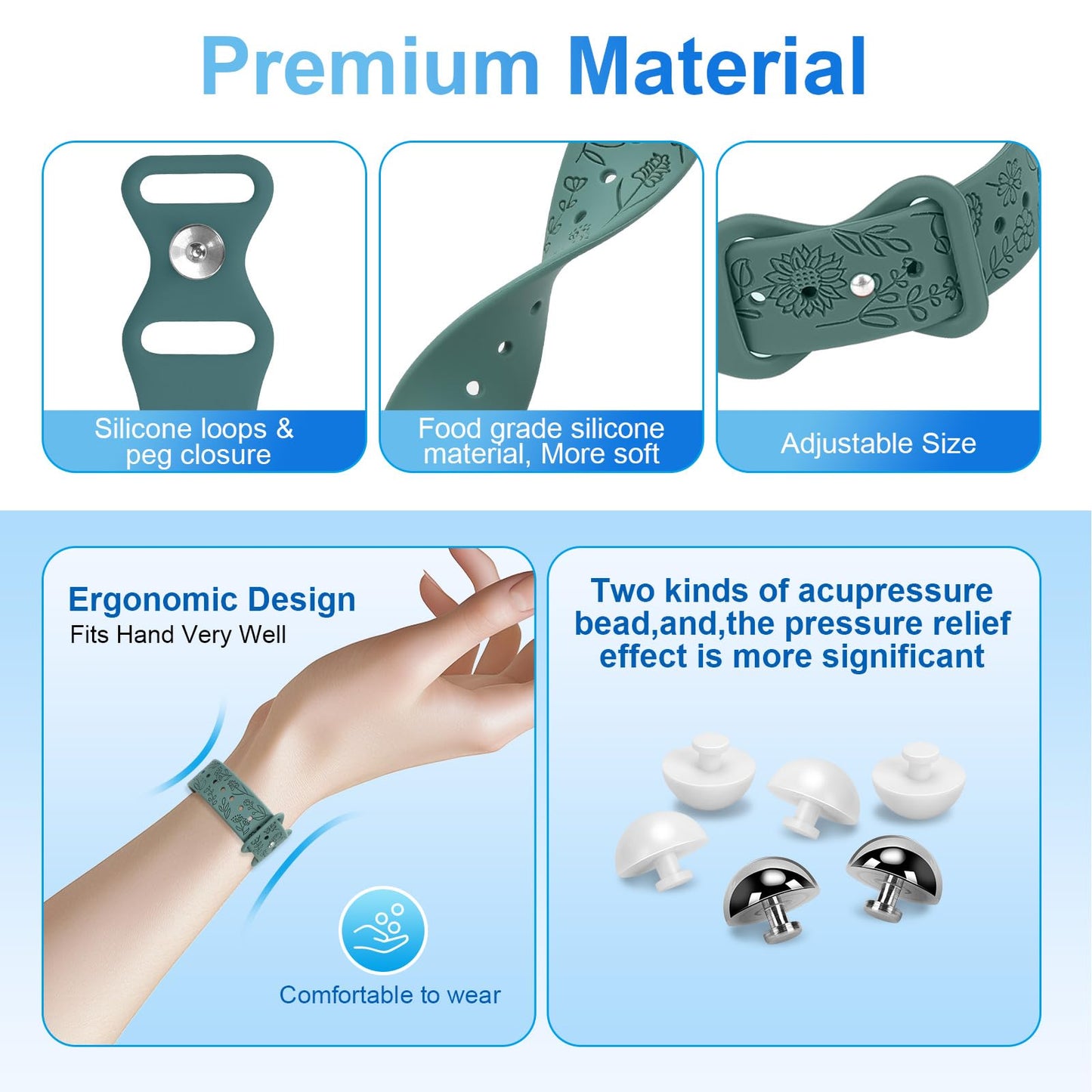 LYJEE Motion Sickness Bands Anti Nausea Wristband for Adult and Kids Morning Sickness Relief for Pregnant Women Acupressure Nausea Relief for Car, Sea, Air Sickness